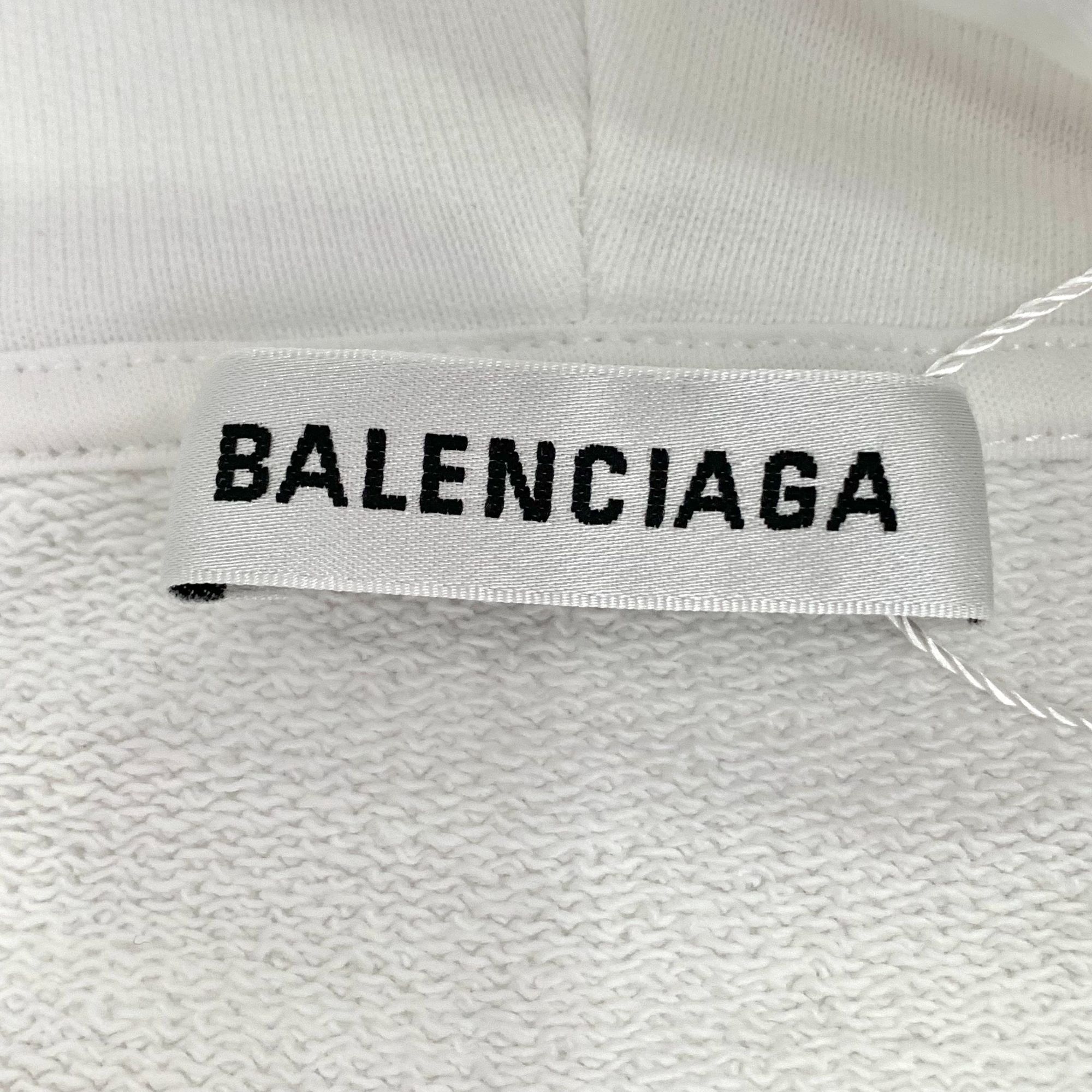 Balenciaga Balenciaga White Logo Cotton Hoodie (Size M) Size M / US 6-8 / IT 42-44 - 2 Thumbnail