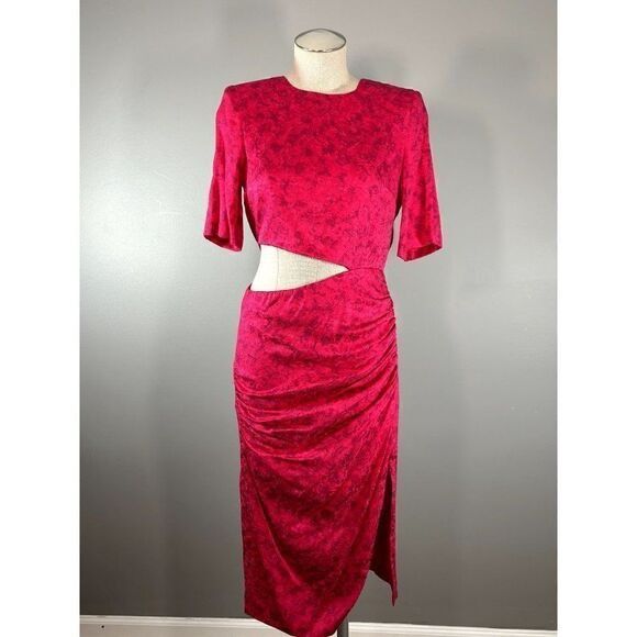 Alice + Olivia Alice + Olivia Stella Floral Jacquard Cutout Sheath Dress in Size L / US 10 / IT 46 - 2 Thumbnail