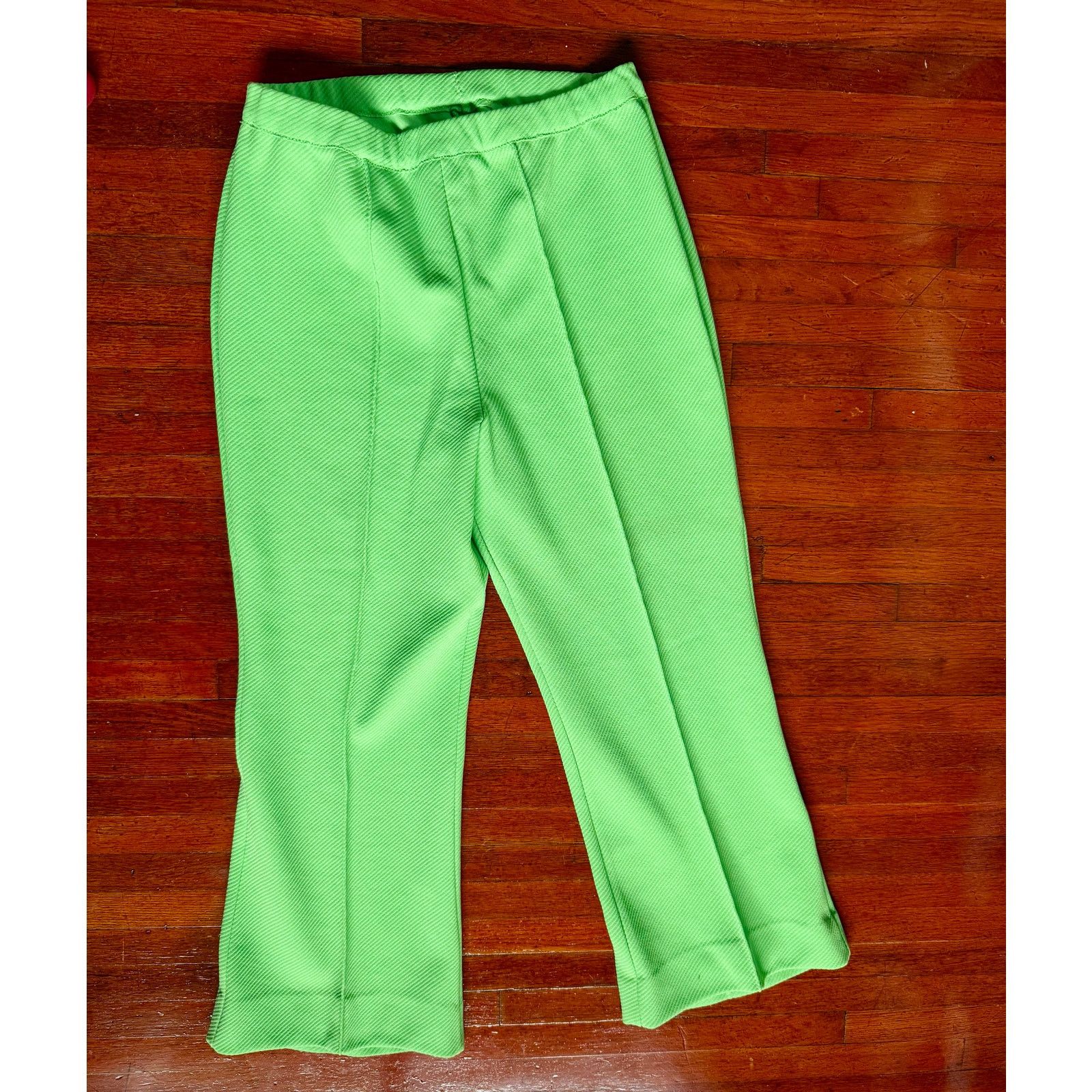Vintage Vintage 70's Green Texture High Waisted Pants Stretch Small Size 30" / US 8 / IT 44 - 3 Thumbnail
