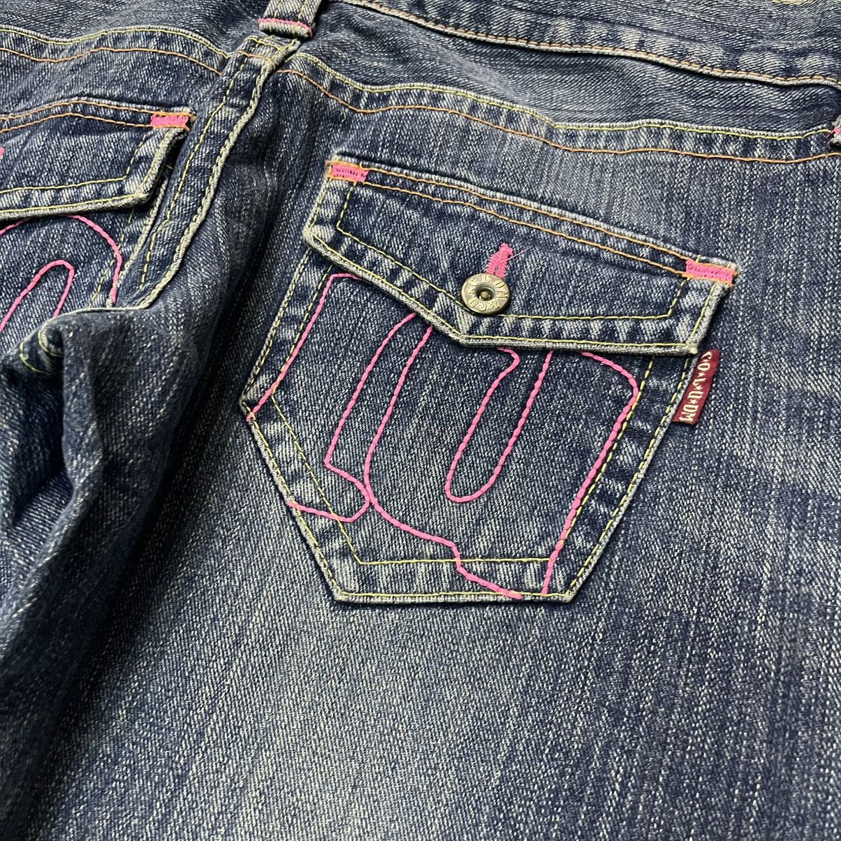 Japanese Brand Y2K Cocolulu Embroidery Wide Leg Flare Jeans Size 29" - 19 Thumbnail