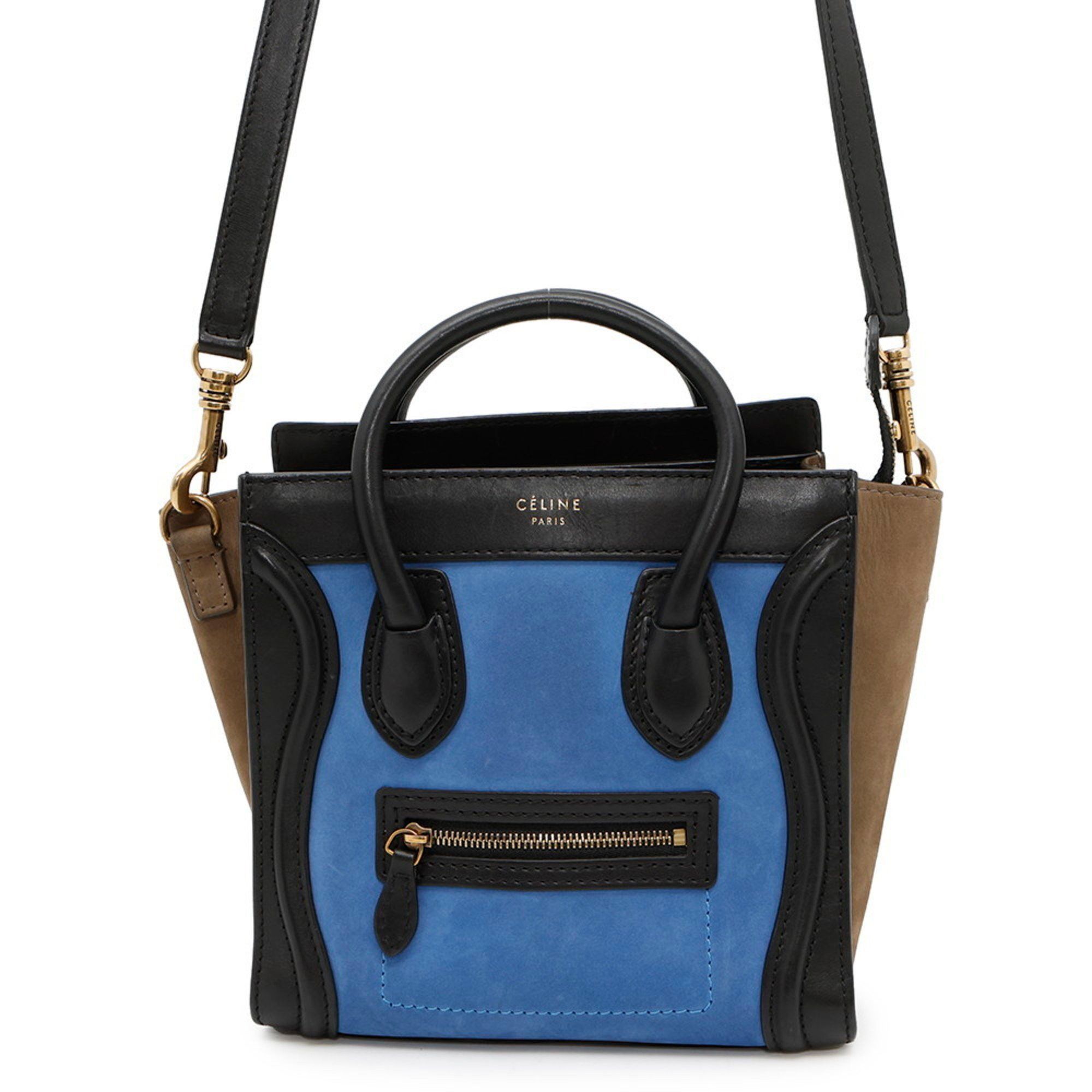 Celine Luggage Nano Shopper Handbag in Suede and Leather (168243