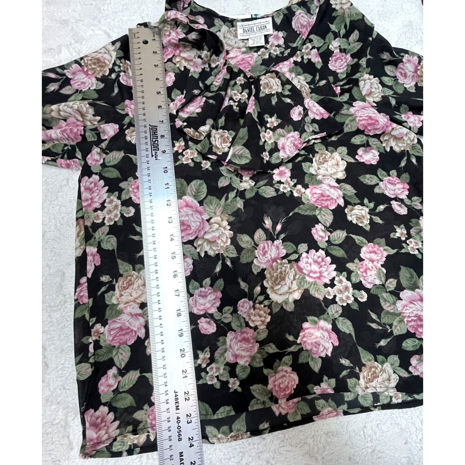 Pinko Daniel Caron Blouse Womens Floral Ruffle Top Shirt Medium Pink Black Boho Size M / US 6-8 / IT 42-44 - 6 Thumbnail