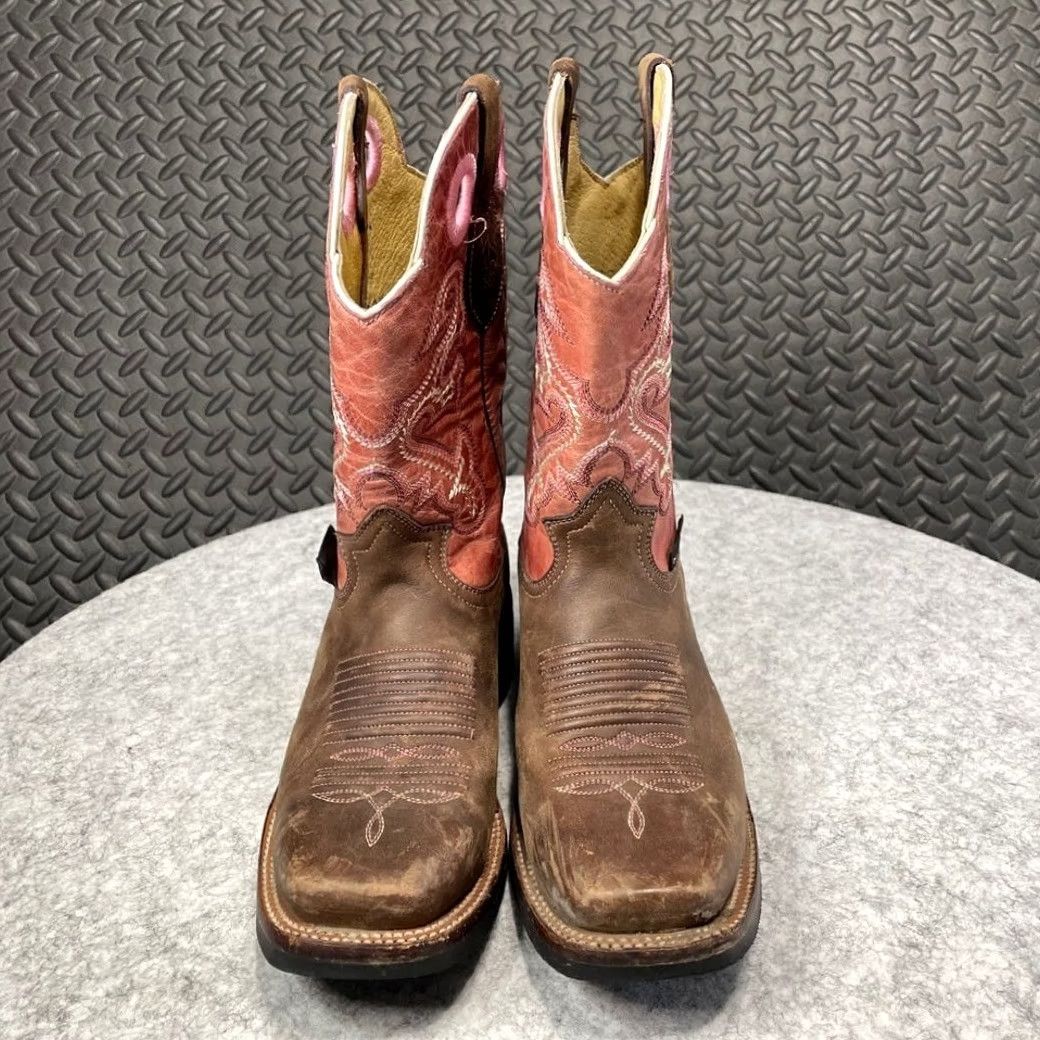 Vintage Red Diamond Women's Leather Cowboy Boots Brown Pink Size 5.5 Size US 6 / IT 36 - 2 Thumbnail
