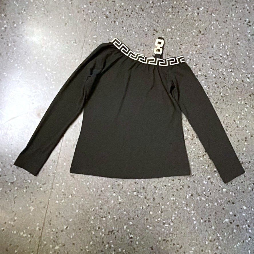 Versace Versace Black Off-Shoulder Blouse w/ Key Trim Size US S / EU 44-46 / 1 - 1 Thumbnail