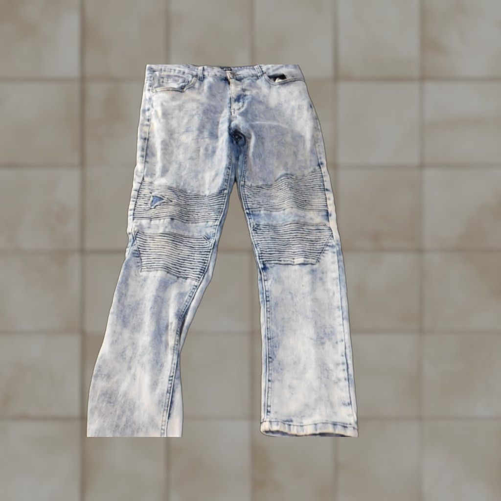 Phat Farm Phat Farm Jeans 34x28 Blue Skinny Denim Cotton Zipper Pockets Mens Regular Distressed 90s Hip-Hop Vintage N/A Size US 34 / EU 50 - 1 Thumbnail