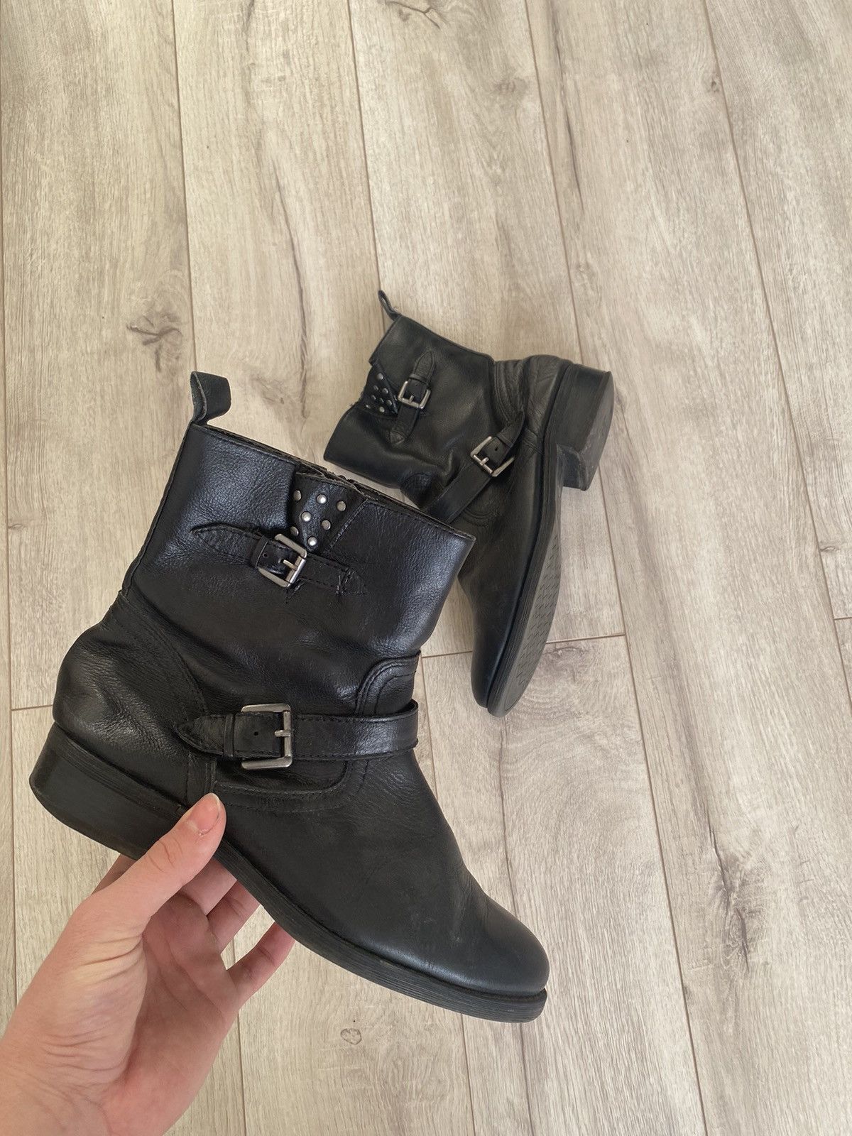 If Six Was Nine Vintage AS 98 Guidi Style Cowboy High Leather Biker Boots Size US 7 / EU 40 - 3 Thumbnail
