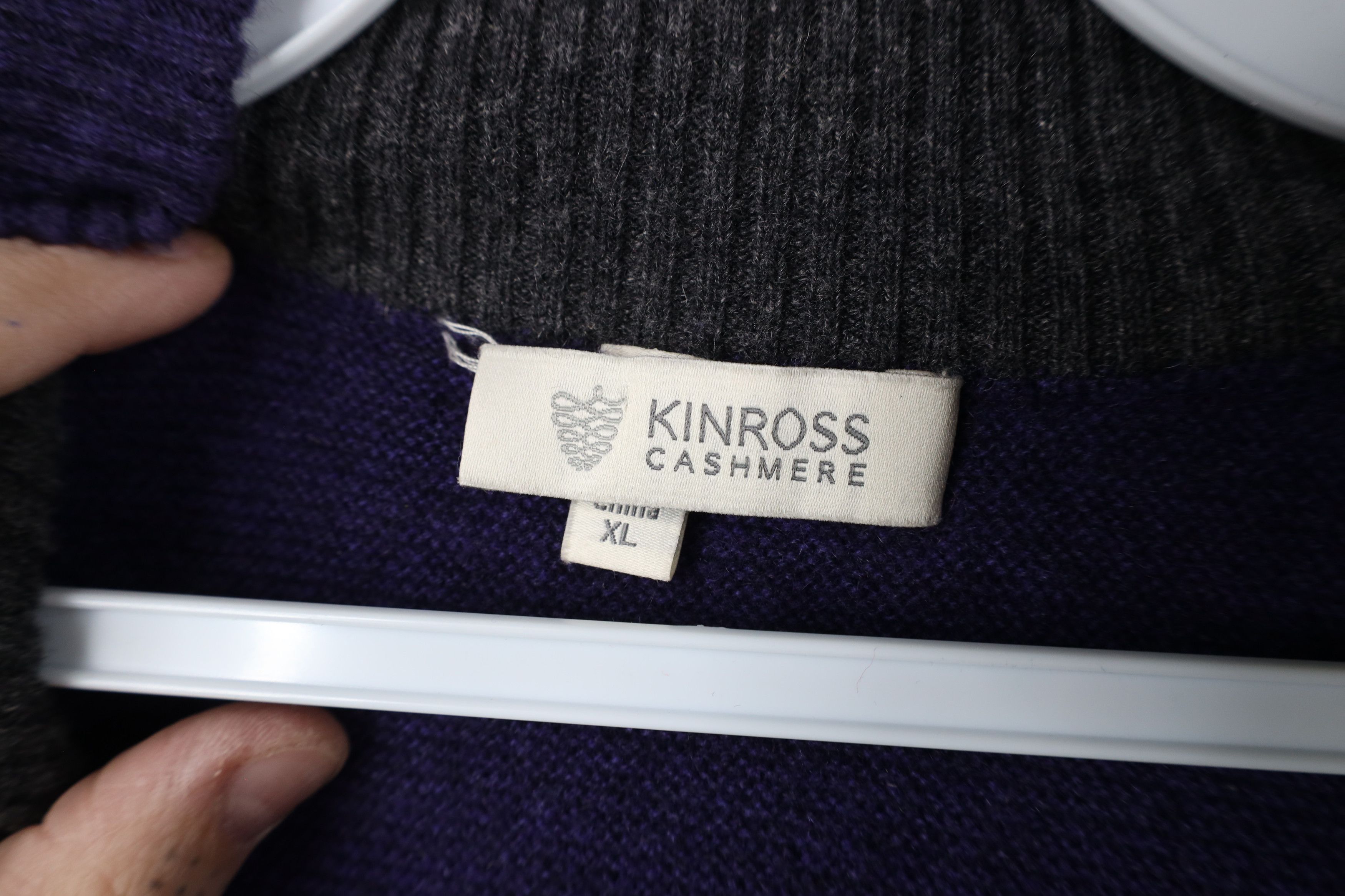 Vintage Kinross Cashmere Blank Cashmere Knit Half Zip Sweater Purple Size US XL / EU 56 / 4 - 8 Thumbnail