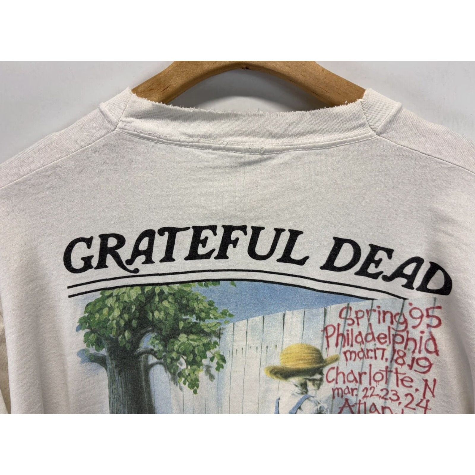 Fruit Of The Loom Vintage Grateful Dead 1995 T-Shirt Unisex XL White 90s Band Shirt Cotton Size US L / EU 52-54 / 3 - 4 Thumbnail