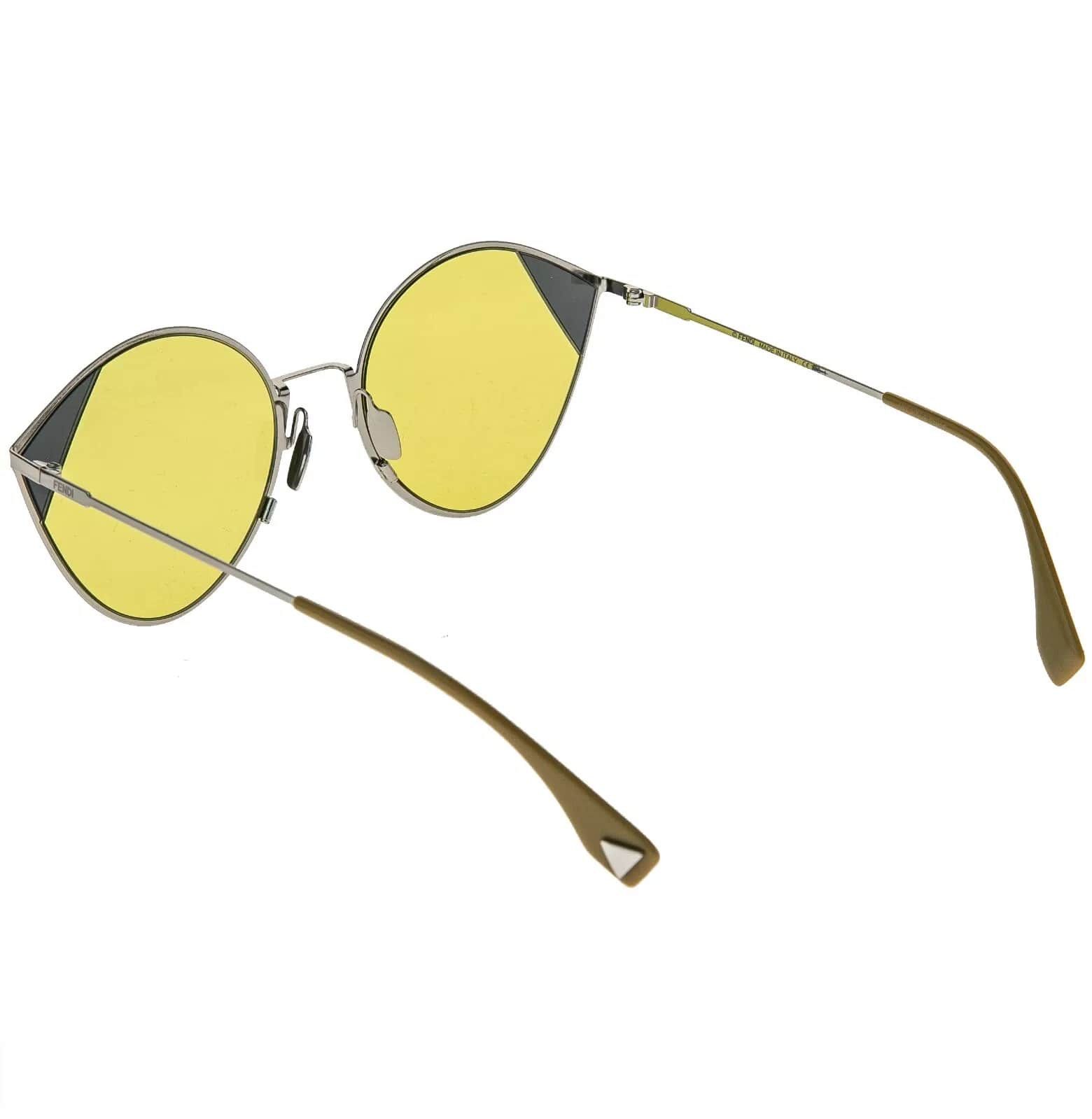 Fendi FENDI 0341 Silver Yellow Geometric Oval Metal Flat FF0341S Size ONE SIZE - 9 Thumbnail