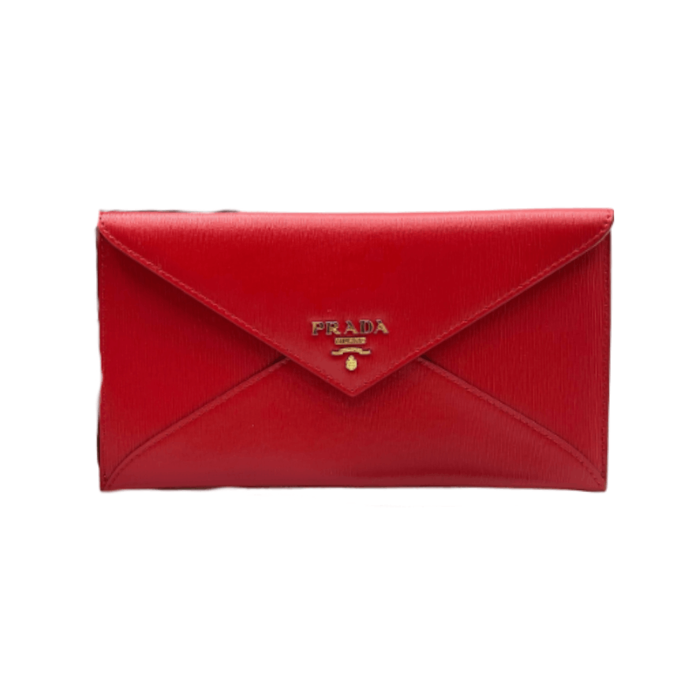 Prada Prada Red Saffiano Envelope Clutch ONE SIZE Size ONE SIZE - 1 Thumbnail