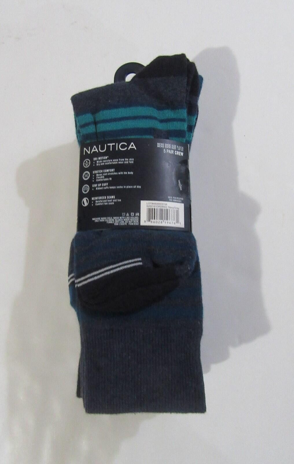 Nautica Nautica Mens 5 Pair Crew Dress Socks Navy Anchor NWT NEW Size ONE SIZE - 2 Thumbnail