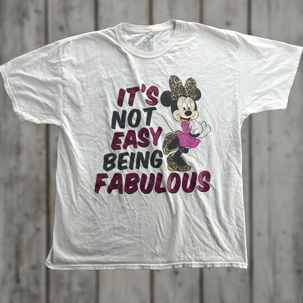 Disney VINTAGE Disney Minnie Mouse Shirt Womens Plus 1X White Graphic Tee Short Sleeve Leopard Bow Glitter Size XL / US 12-14 / IT 48-50 - 1 Thumbnail
