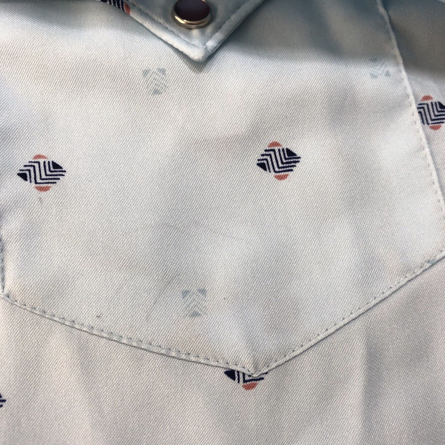Vintage Vtg H Bar C Men 16 X 34 Pearl Snap Geometric Long Sleeve Western Shirt Long Tail Size US L / EU 52-54 / 3 - 6 Thumbnail