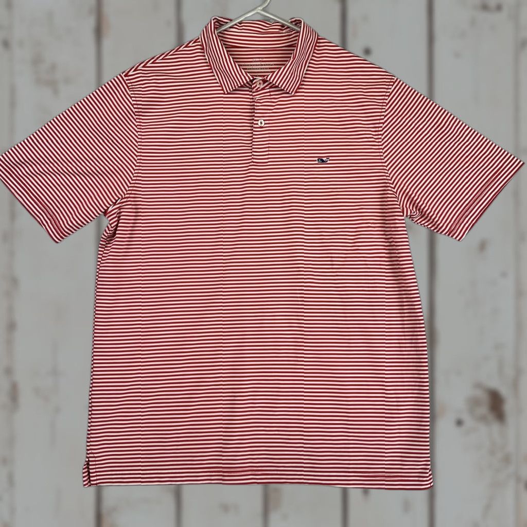 Vineyard Vines Vineyard Vines Polo Shirt Mens Large Red White Striped Performance Stretch Golf Shirt Size US L / EU 52-54 / 3 - 1 Thumbnail