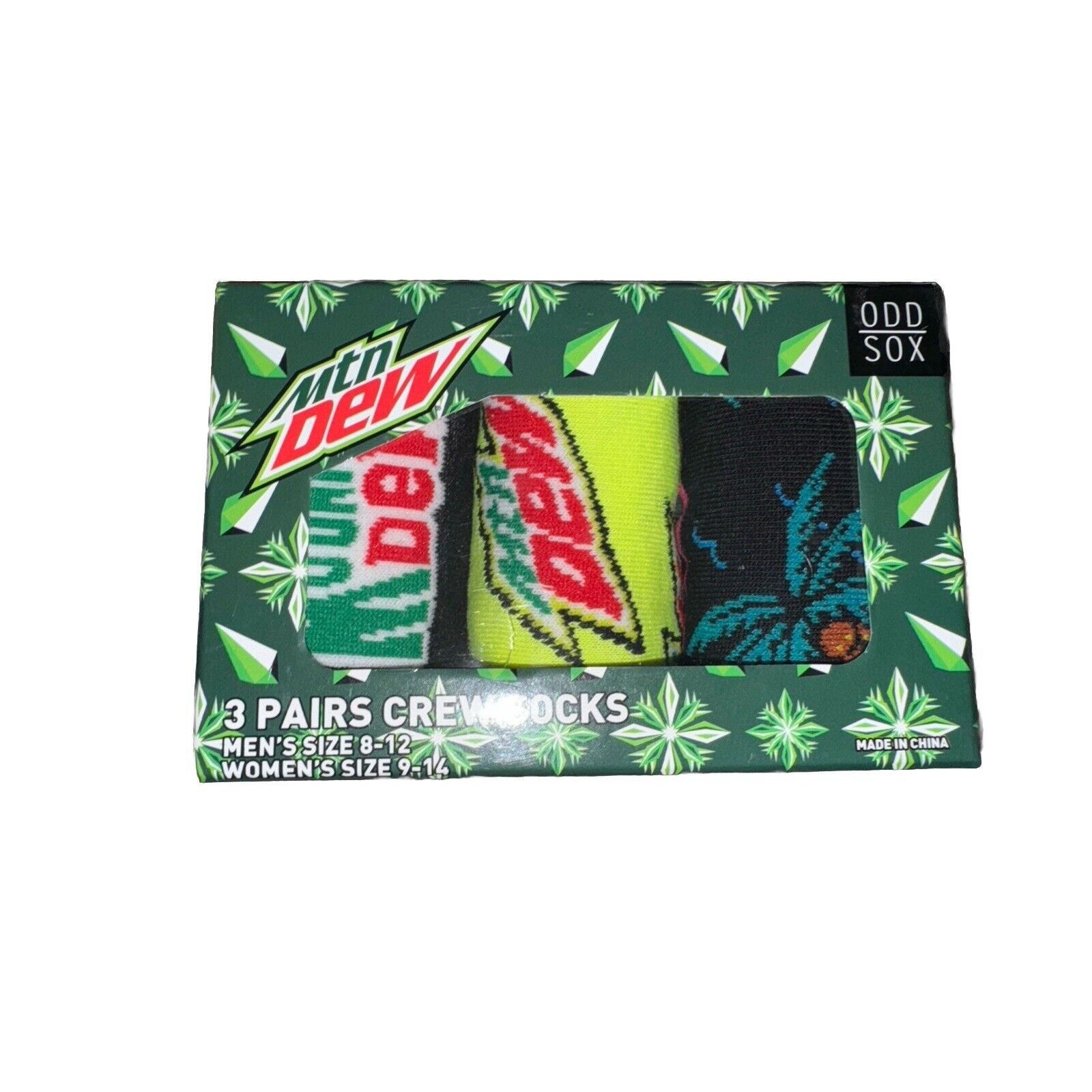 The Unbranded Brand Mountain Dew Odd Sox 3 Pack Crew Socks Men’s 8-12/Women 9-14 Size ONE SIZE - 1 Thumbnail
