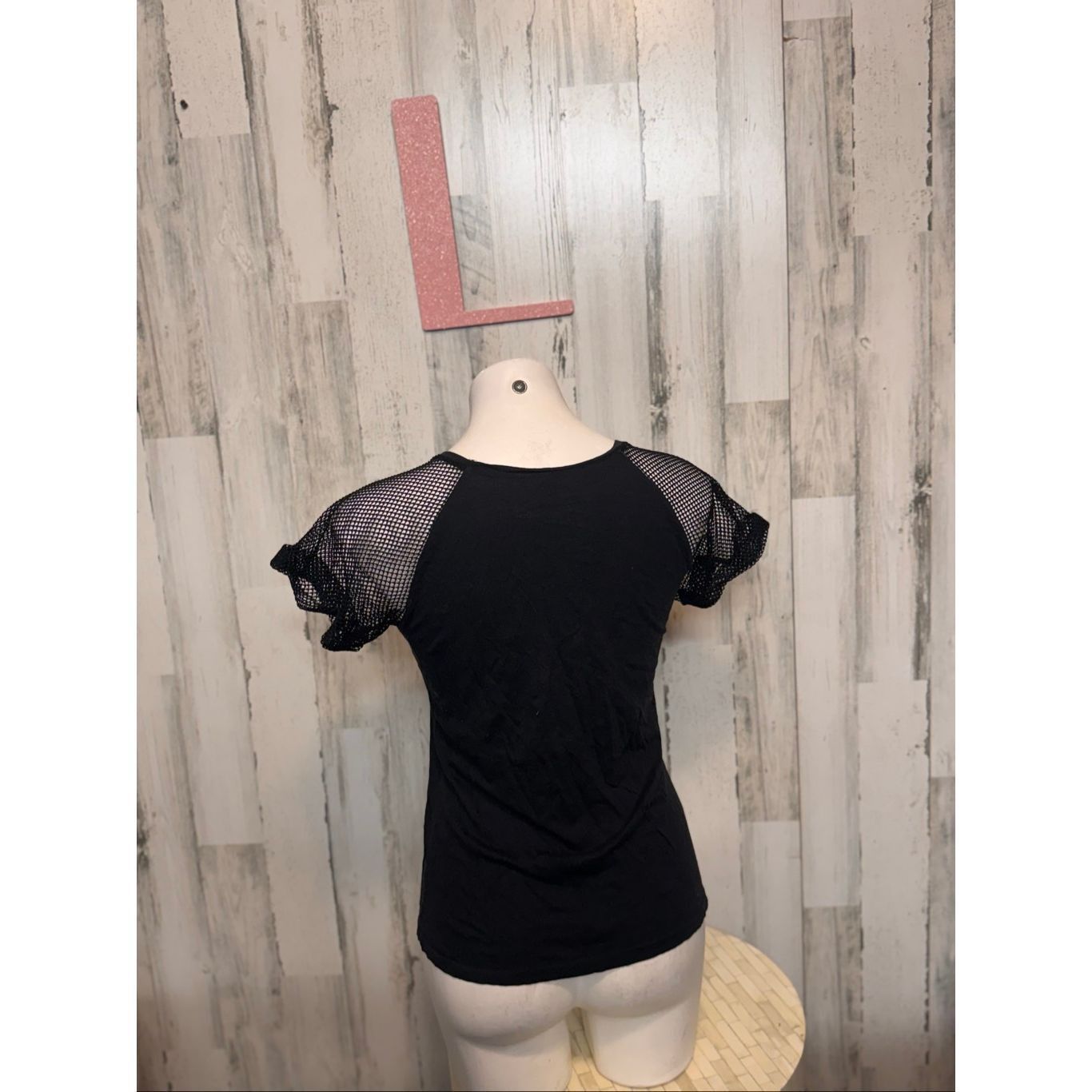 Other Xhilaration Black Mesh Sleeve Tee Top | Size Large Size L / US 10 / IT 46 - 4 Thumbnail