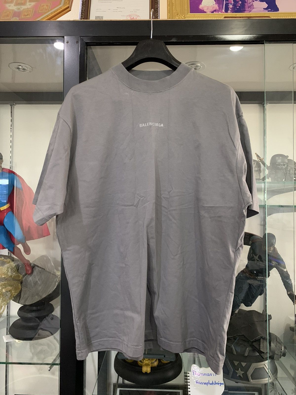 Balenciaga Balenciaga Gray Reflective Logo T-shirt L Size US L / EU 52-54 / 3 - 12 Thumbnail