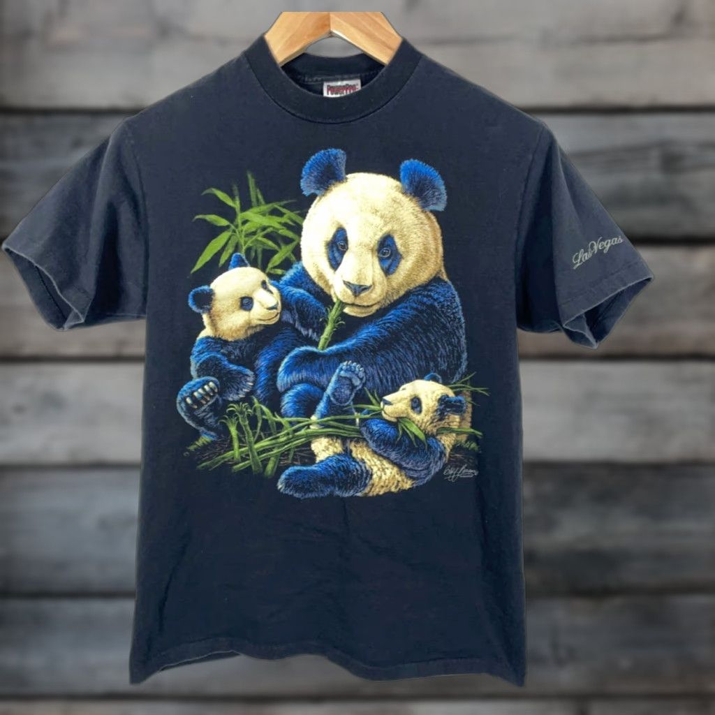 Vintage VINTAGE 90s Las Vegas Panda T-Shirt Adult Small Black Cotton Oneita Crew Neck Short Sleeve Graphic Print Men’s Size US S / EU 44-46 / 1 - 1 Thumbnail