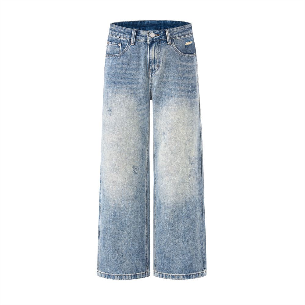 Jean American retro men's loose distressed washed gradient jeans Size US 32 / EU 48 - 1 Thumbnail