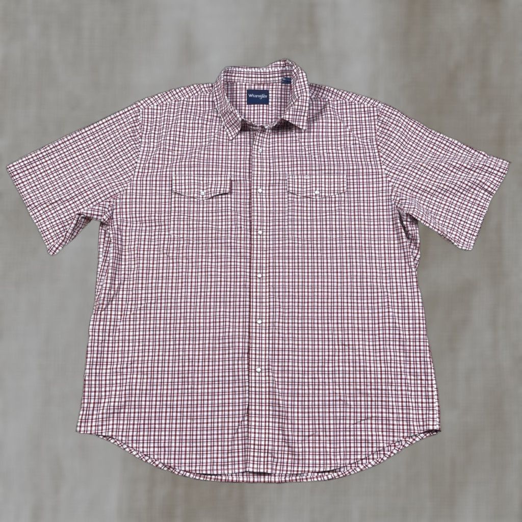 Wrangler Wrangler Shirt Men 2XL Red Plaid Button-Up Western Cowboy Pearl Snap Yoke Pocket Short Sleeve Casual Workwear Classic American Brand: Wrangler Size US XXL / EU 58 / 5 - 1 Thumbnail