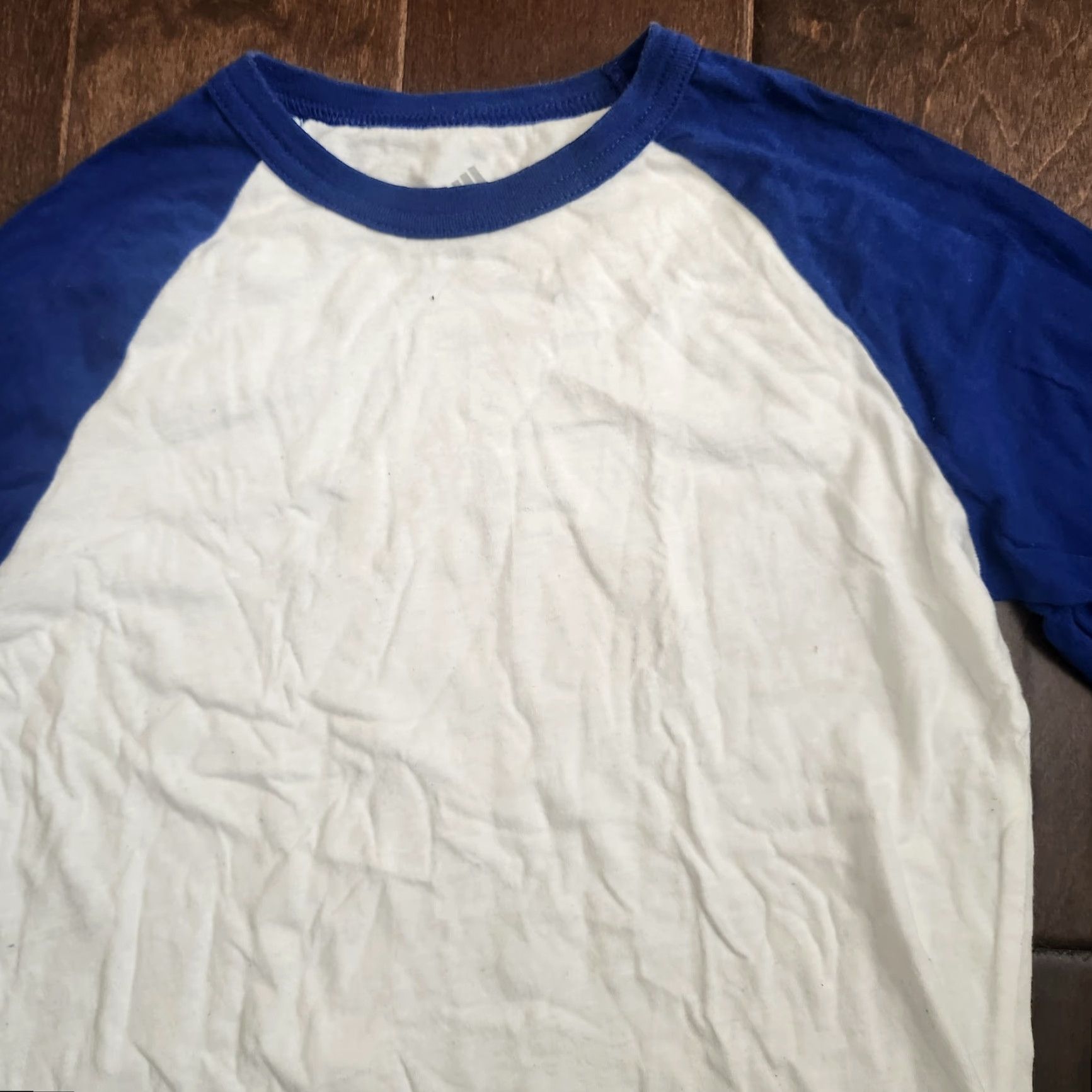 Adidas Adidas T-Shirt Raglan 3/4 Sleeve Mens Junior Medium Blue White Crew Neck Multicolor Cotton Shirt Tee Size US M / EU 48-50 / 2 - 6 Thumbnail