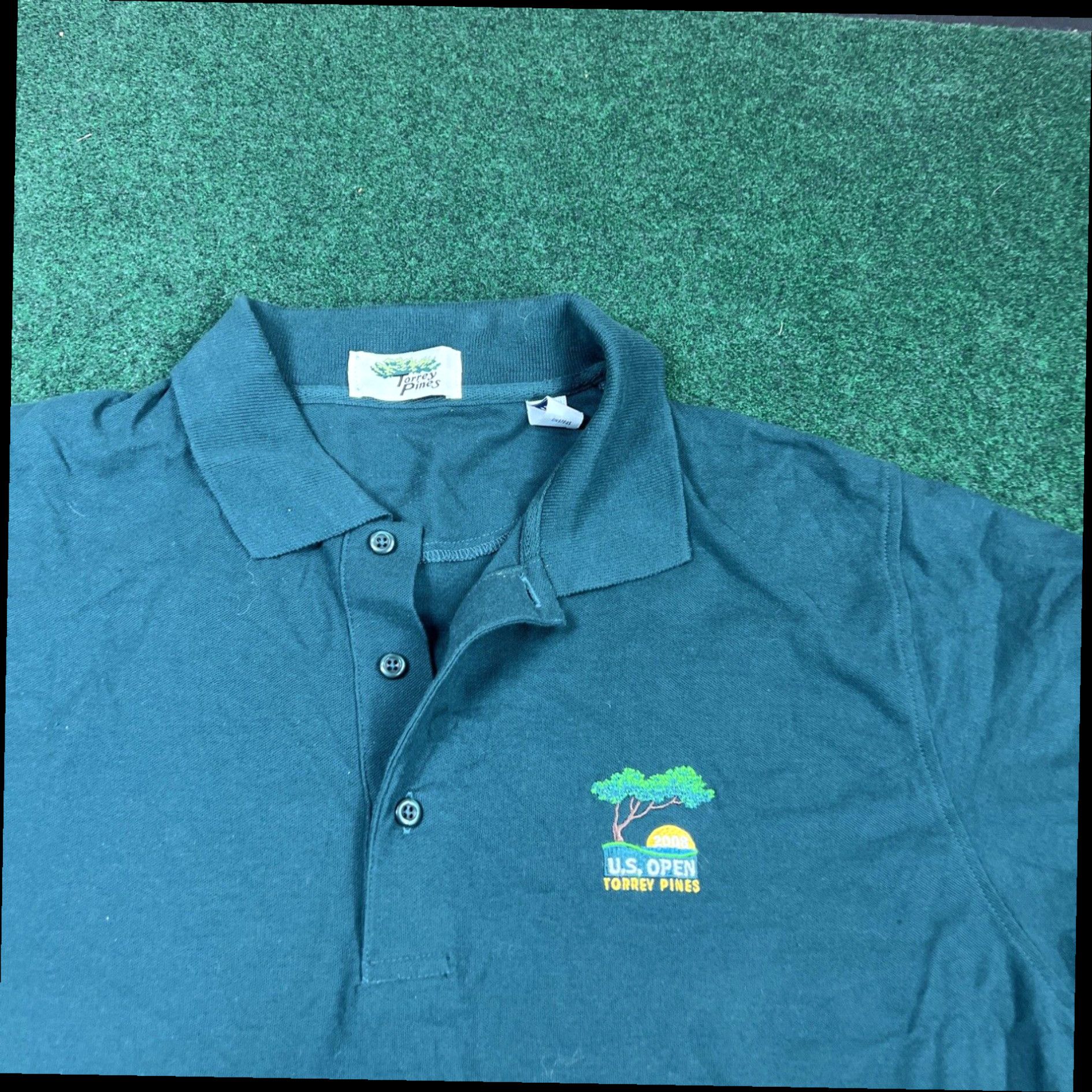 Vintage 2008 US OPEN TORREY PINES Green Golf Polo Shirt - Sz Large Fast Shipping Size US L / EU 52-54 / 3 - 2 Thumbnail