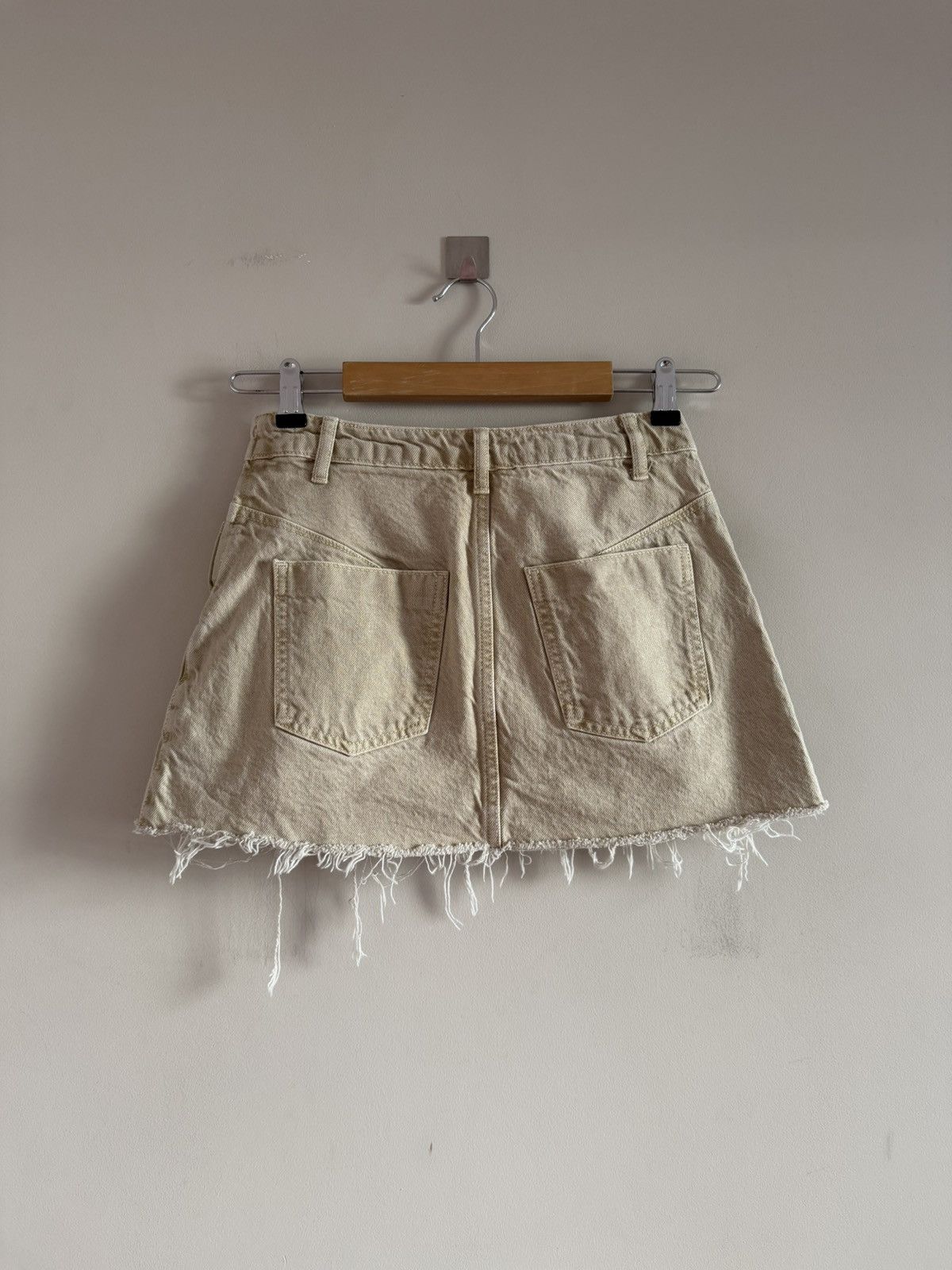 Vintage Lace Up Mini Skirt Beige Raw Hem Size 26" / US 2 / IT 38 - 5 Thumbnail