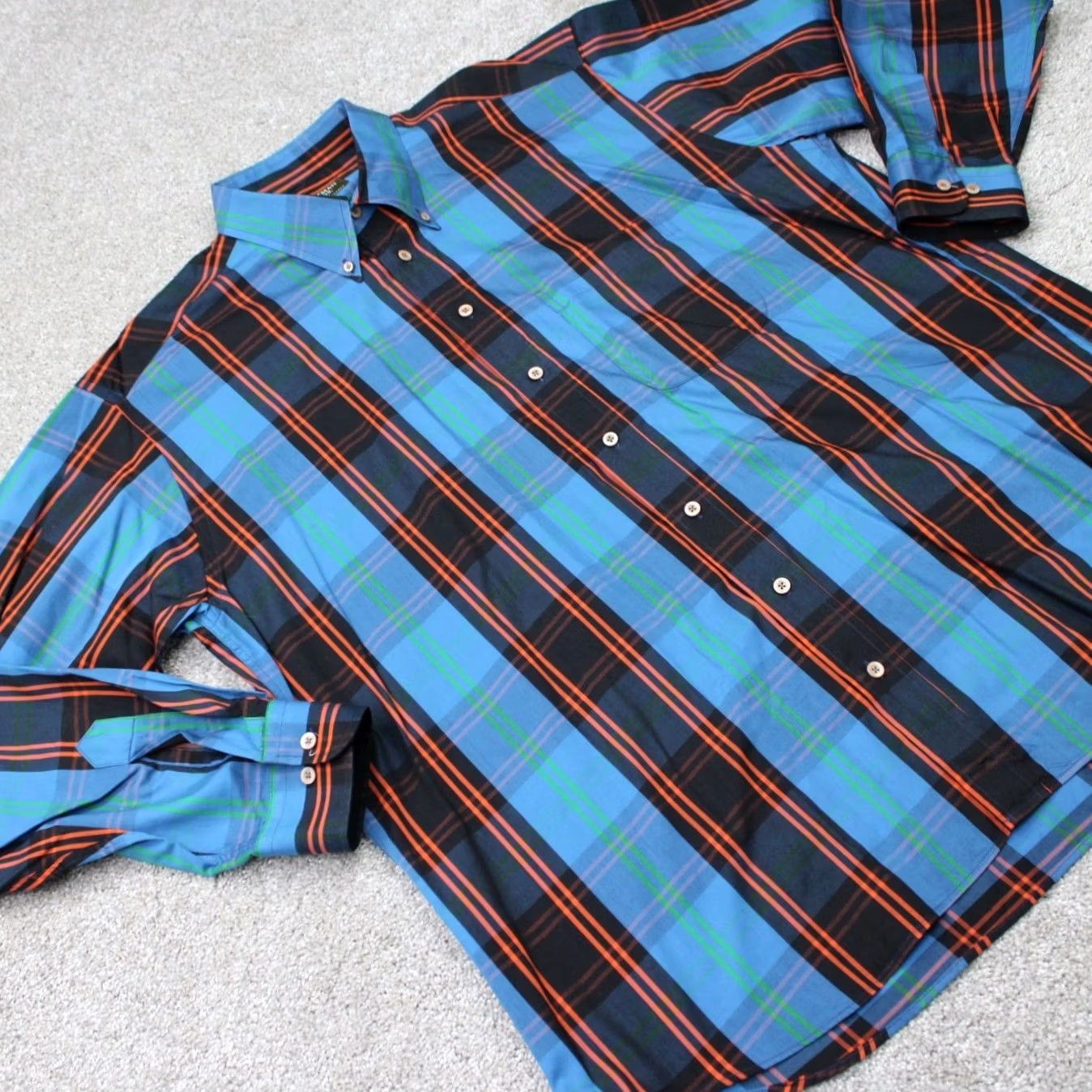Vintage Gitman Bros Shirt Mens XL Blue/Orange/Black 100% Cotton Long Sleeve Button-Down Model: Sportsman Vintage: No Size US XL / EU 56 / 4 - 7 Thumbnail