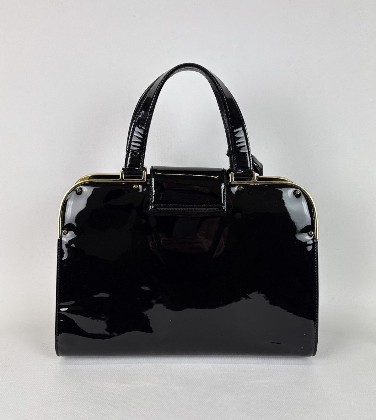 Yves Saint Laurent Yves Saint Laurent Black Patent Leather Uptown Satchel Bag Size ONE SIZE - 4 Thumbnail