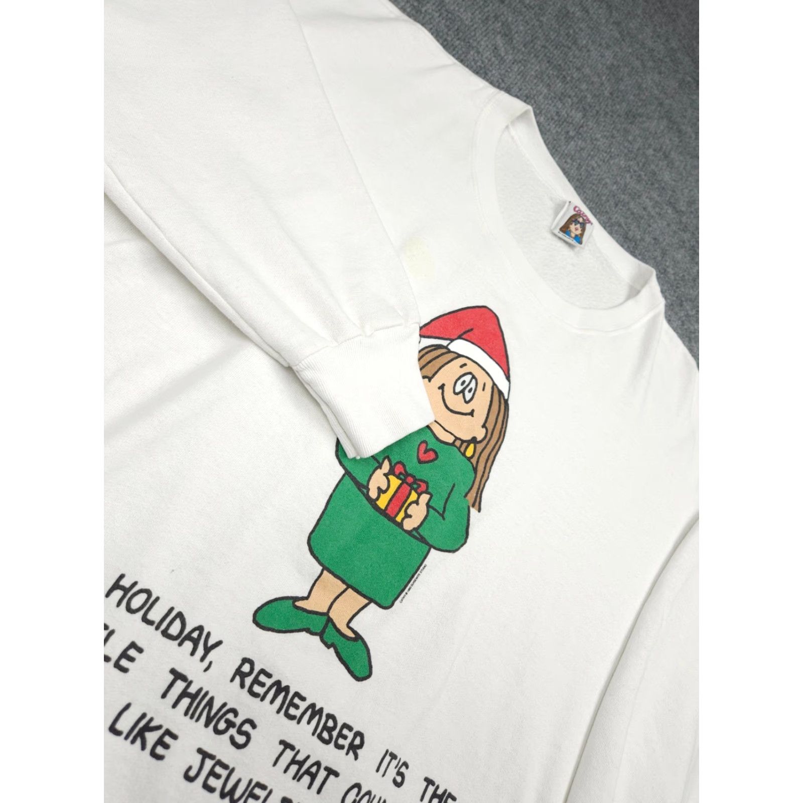 Vintage VINTAGE Cathy Christmas Crewneck Sweatshirt 3X White Women Pullover Winter Long Sleeve Crew Neck Cartoon Size XXL / US 16-18 / IT 52-54 - 3 Thumbnail