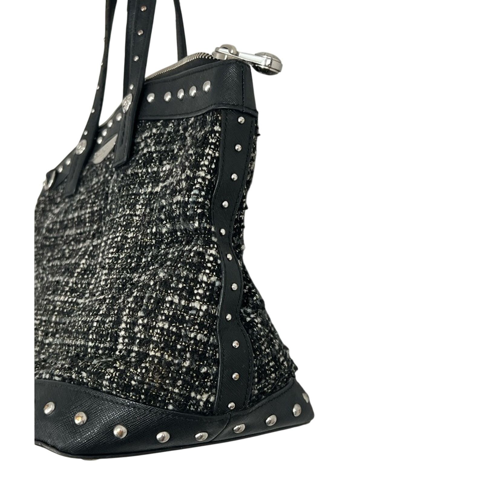 Henri Bendel Henri Bendel Black & White Fabric & Leather Bag Pearl Accent Size ONE SIZE - 7 Thumbnail