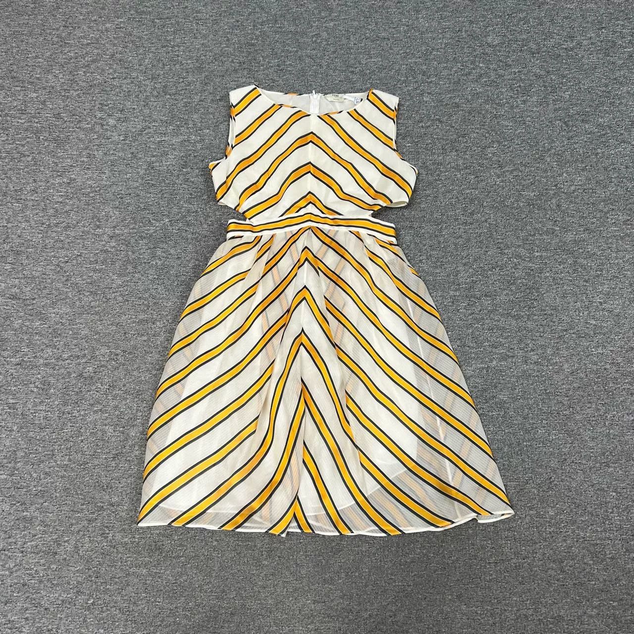 Fendi Fendi Yellow-White Stripe Crop Silk Dress Size S / US 4 / IT 40 - 1 Thumbnail