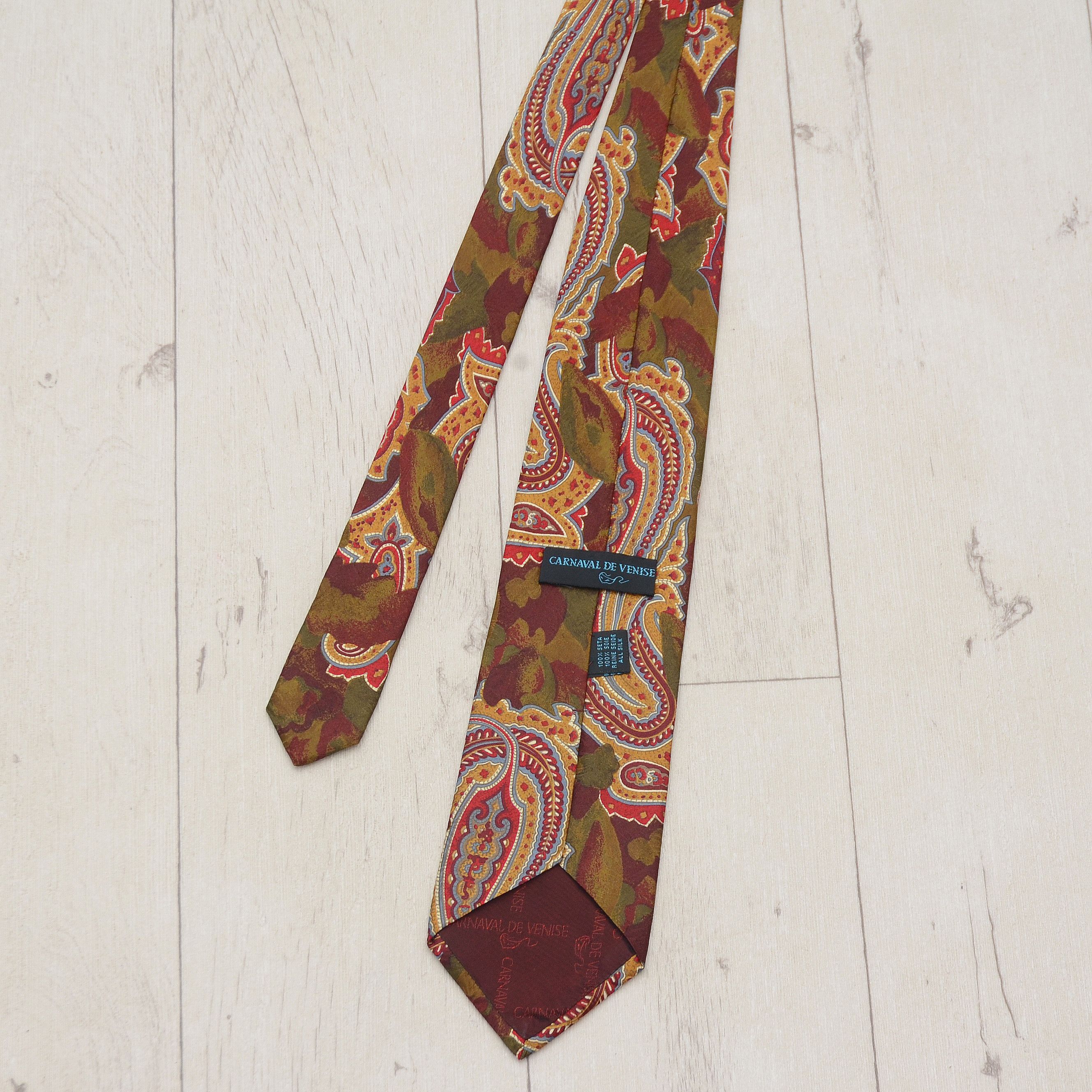 Vintage Vintage Tie CARNAVAL DE VENISE 100% Silk Floral Boho 70's Size ONE SIZE - 3 Thumbnail