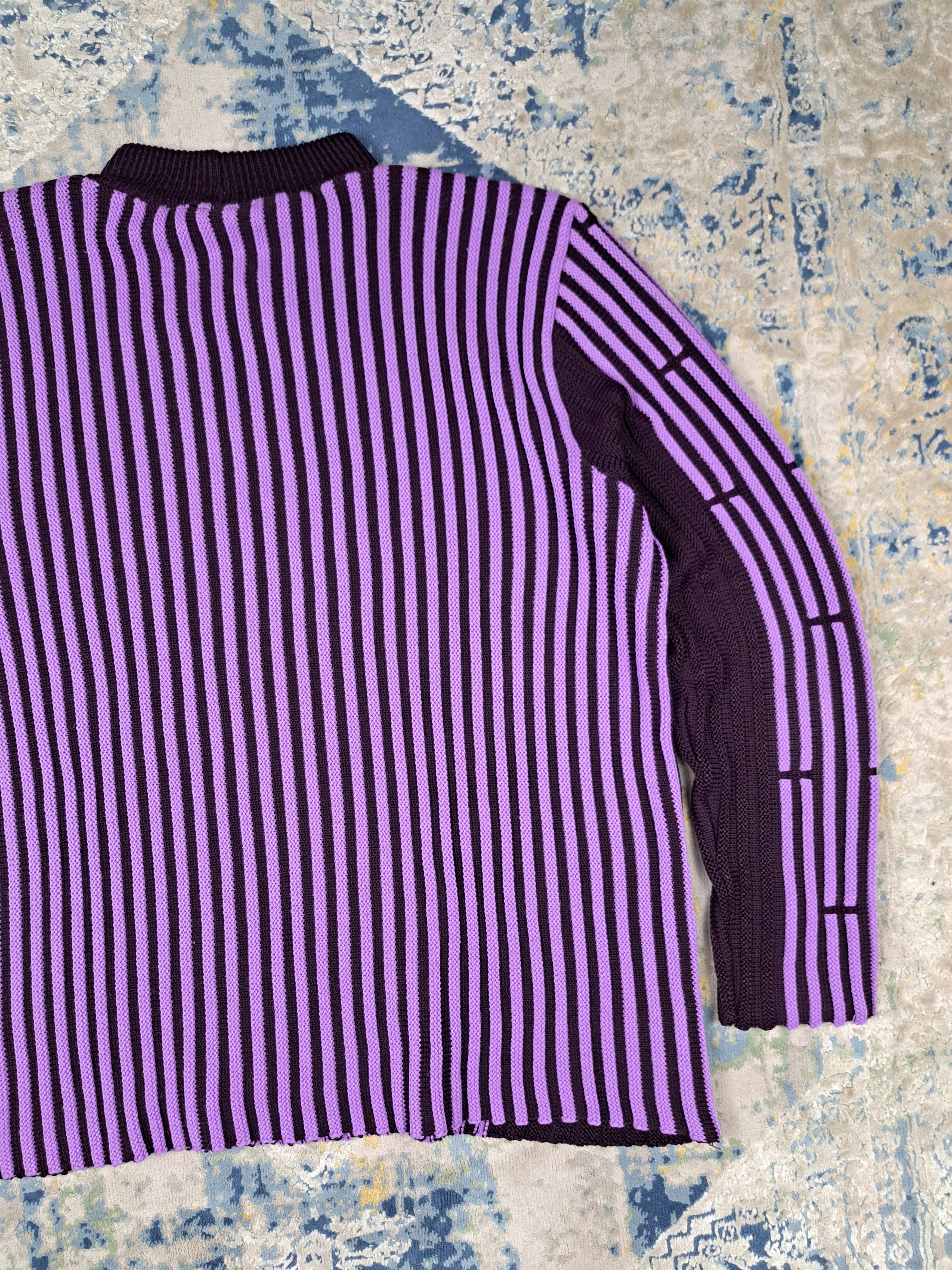 Japanese Brand Crazy Vintage y2k Purple Ribbed Knit Sweater Techno Size US L / EU 52-54 / 3 - 10 Thumbnail