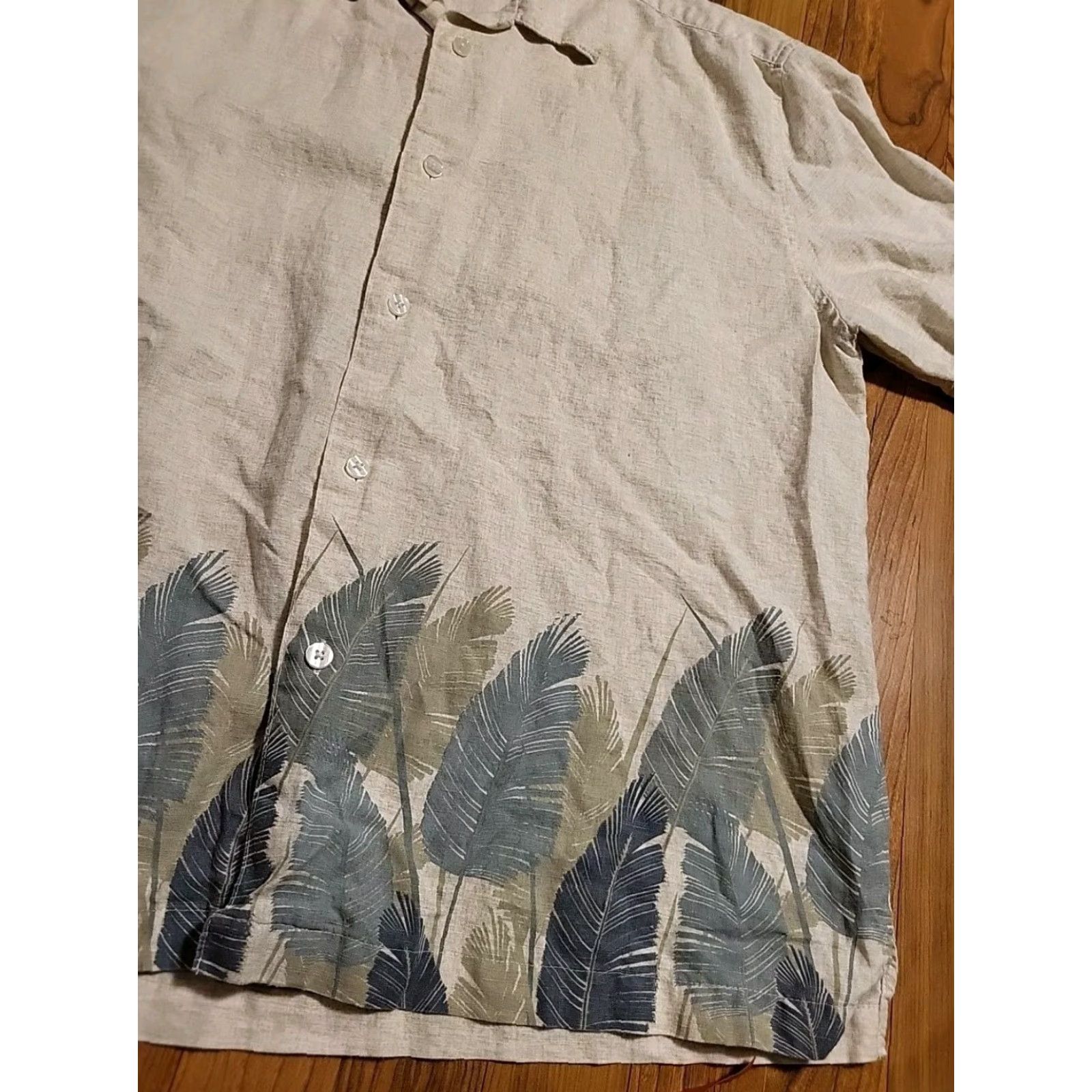 Vintage Centro Linen Shirt Mens XL Beige Floral Short Sleeve Button-Up Casual Vacation 90s Tropical Theme Breathing Breathable Size US XL / EU 56 / 4 - 5 Thumbnail