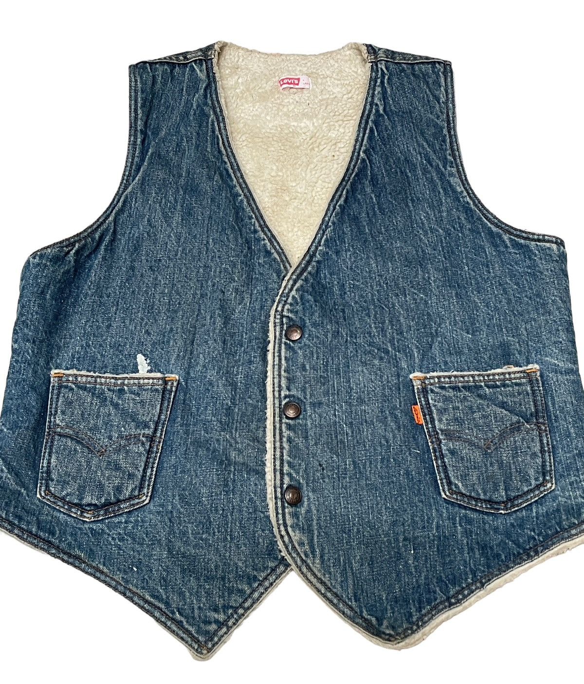 Levi's Vintage Brand Levis Orange Tag Denim Vest 1970s Size US L / EU 52-54 / 3 - 3 Thumbnail