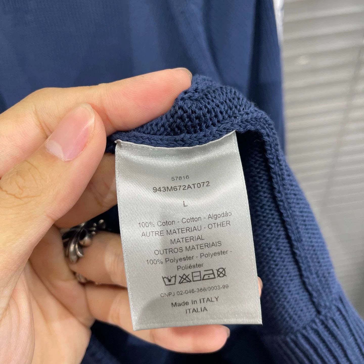 Dior Dior Navy Side Stripe Logo Allover Print Knit Sweater L 99 Size L / US 10 / IT 46 - 4 Thumbnail