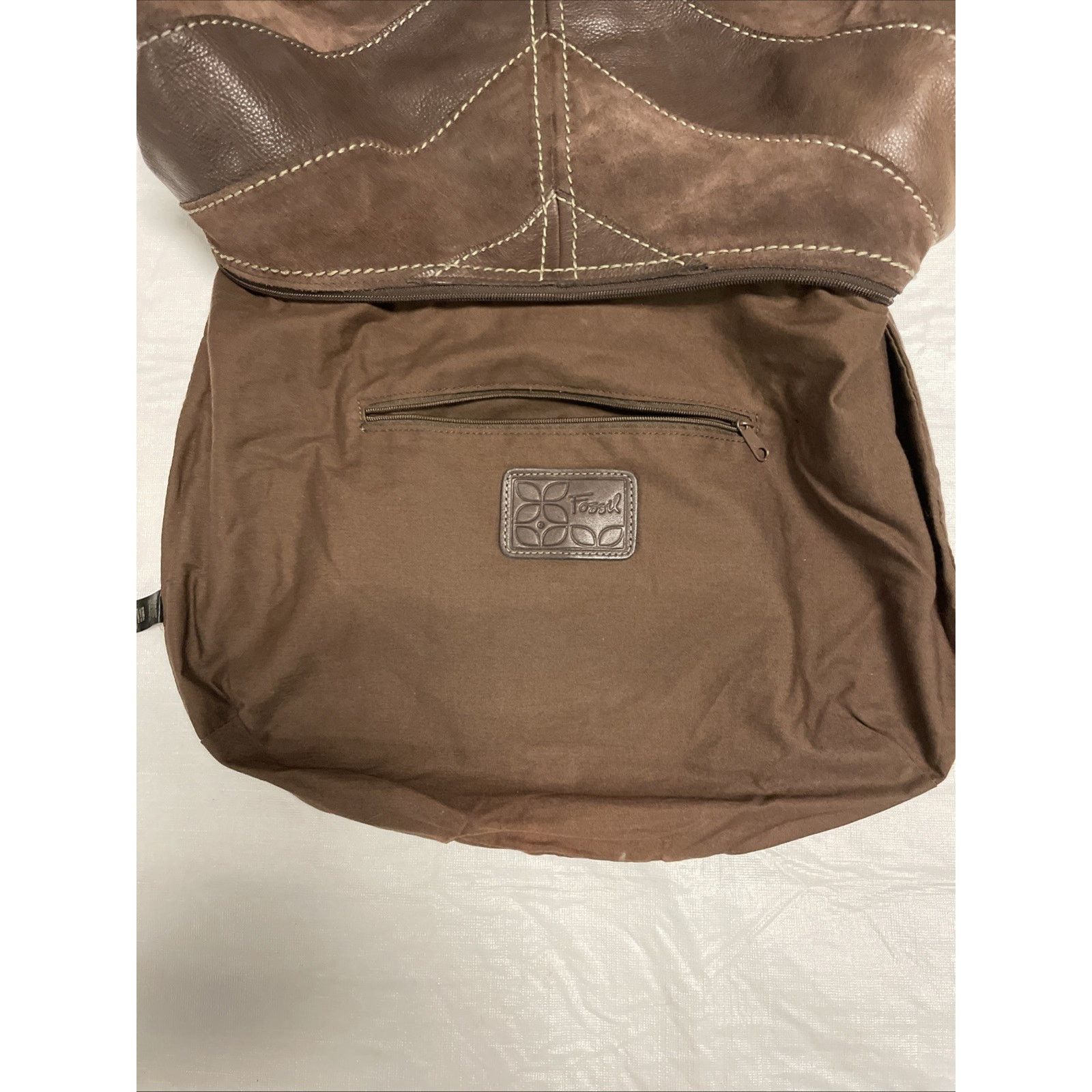 Fossil Fossil Vintage Brown Patchwork Leather Suede Shoulder Bag Size ONE SIZE - 4 Thumbnail