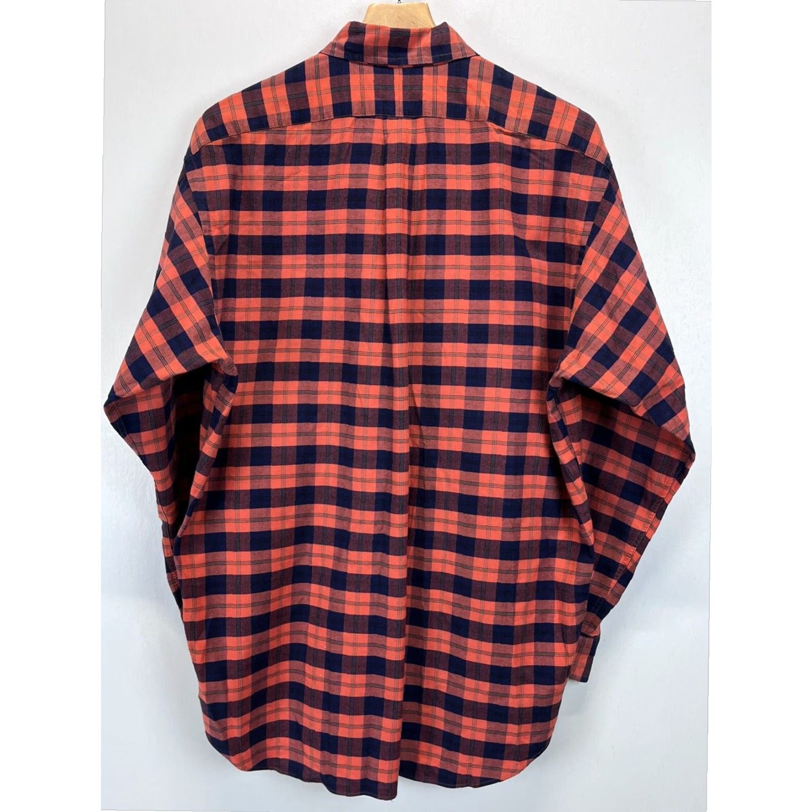 Ralph Lauren Lauren Ralph Lauren Plaid Button Down Shirt Mens Medium Orange Navy Cotton Size US M / EU 48-50 / 2 - 2 Thumbnail