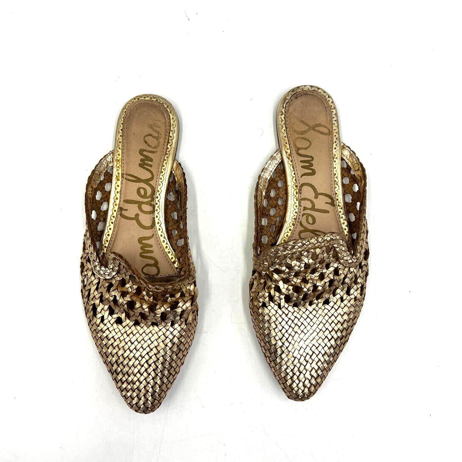 Sam Edelman Sam Edelman Clara Metallic Gold Mules Woven Pointy Grailed