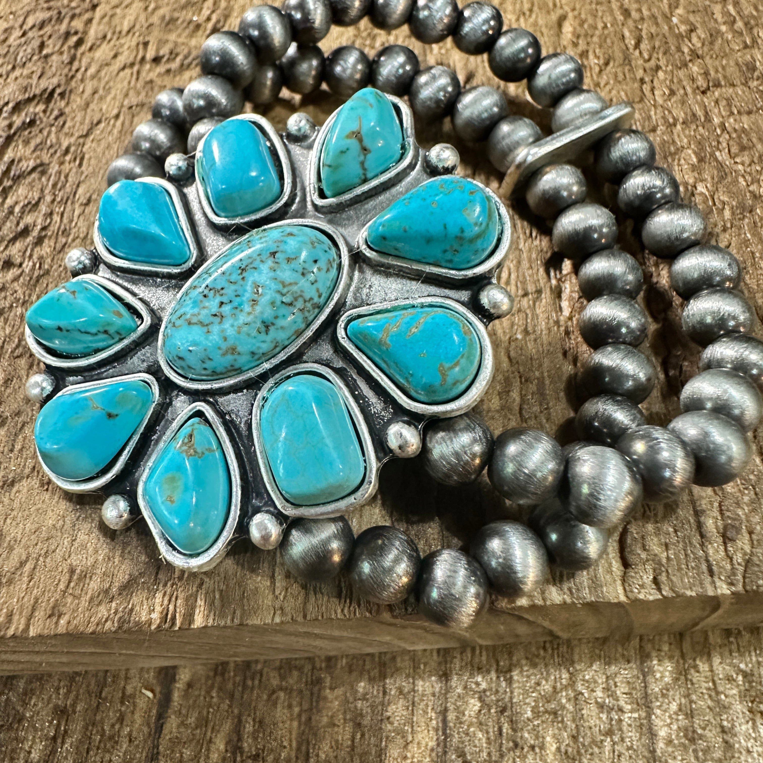 Other Handmade Turquoise Stretch Bracelet for Women, Native Americ Size ONE SIZE - 5 Thumbnail
