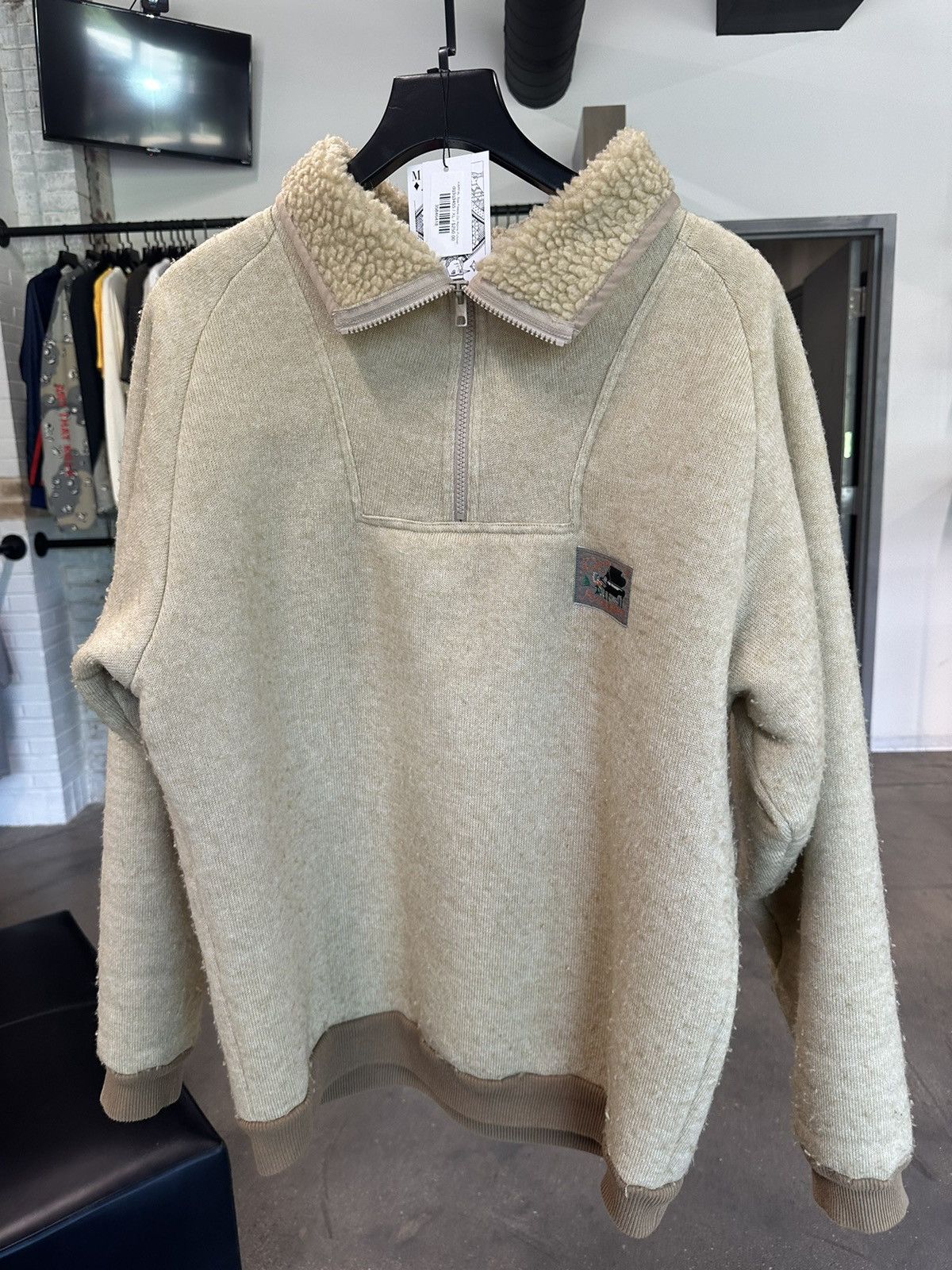 image of Kapital Boa Fleece Zip Alpine Pullover in Tan, Men's (Size XL)