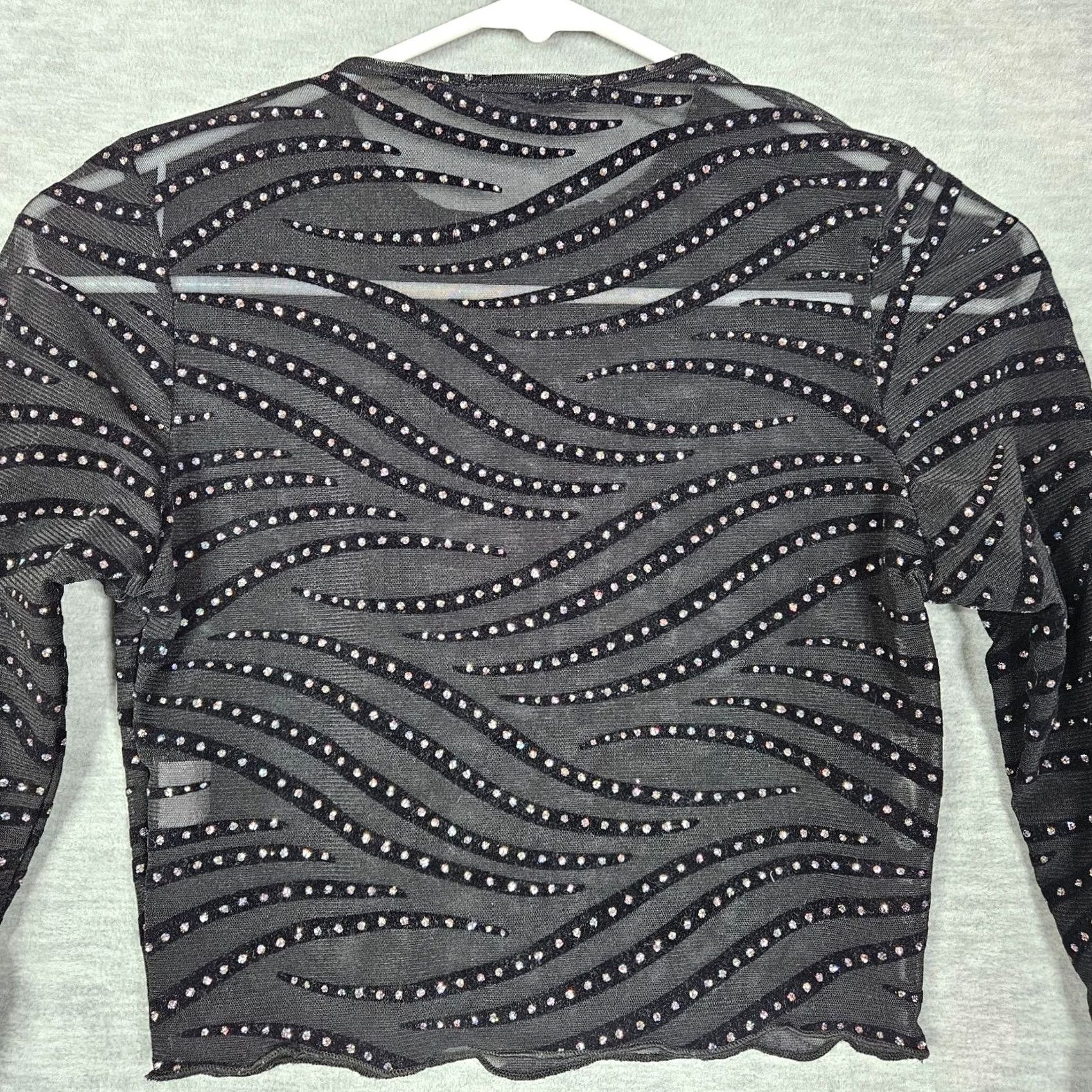 Vintage G Mini USA Black Studded Sheer Crop Top Long Sleeve Size S Size S / US 4 / IT 40 - 6 Thumbnail