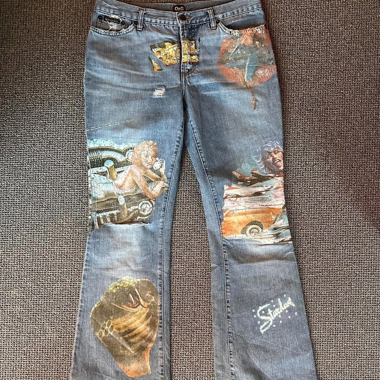 Dolce & Gabbana Dolce Gabbana Printed Denim in Light Wash Size US 31 - 2 Thumbnail