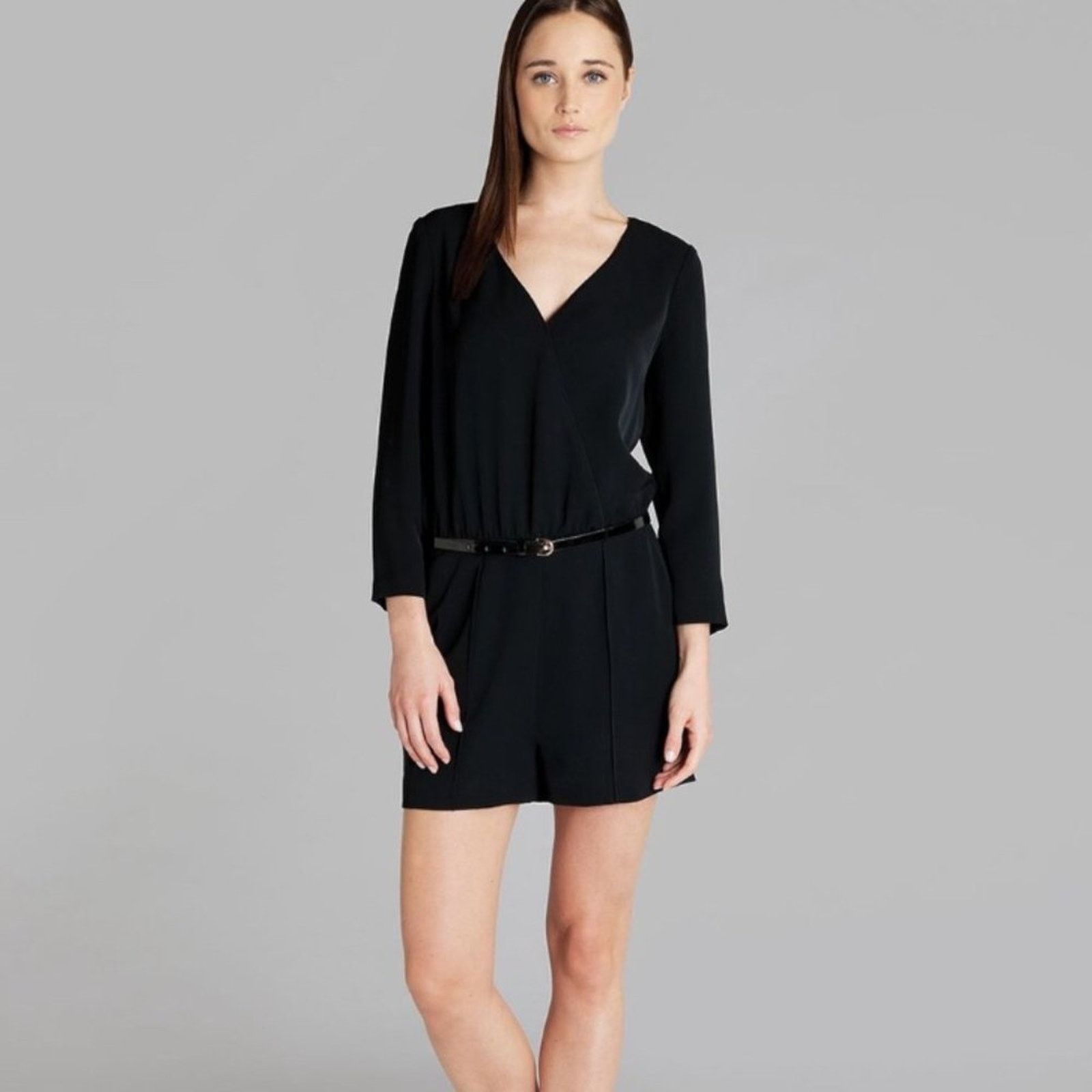 Ted Baker Ted Baker Black Belted Long-Sleeve Romper Size 27" / US 4 / IT 40 - 1 Thumbnail