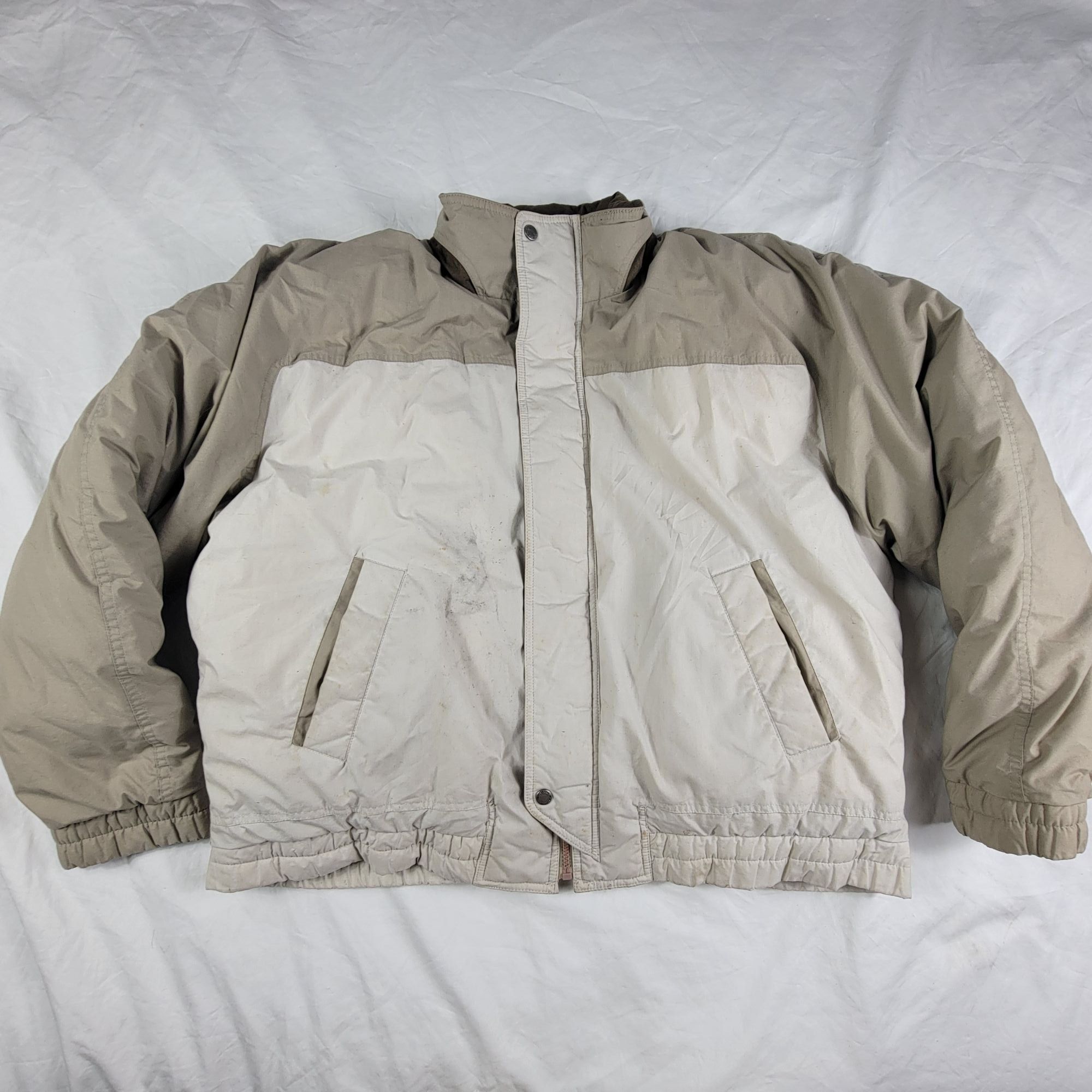 Members Only Members Only Mens Medium 46 Beige Puffer Jacket Full Zip Cas Size US M / EU 48-50 / 2 - 1 Thumbnail