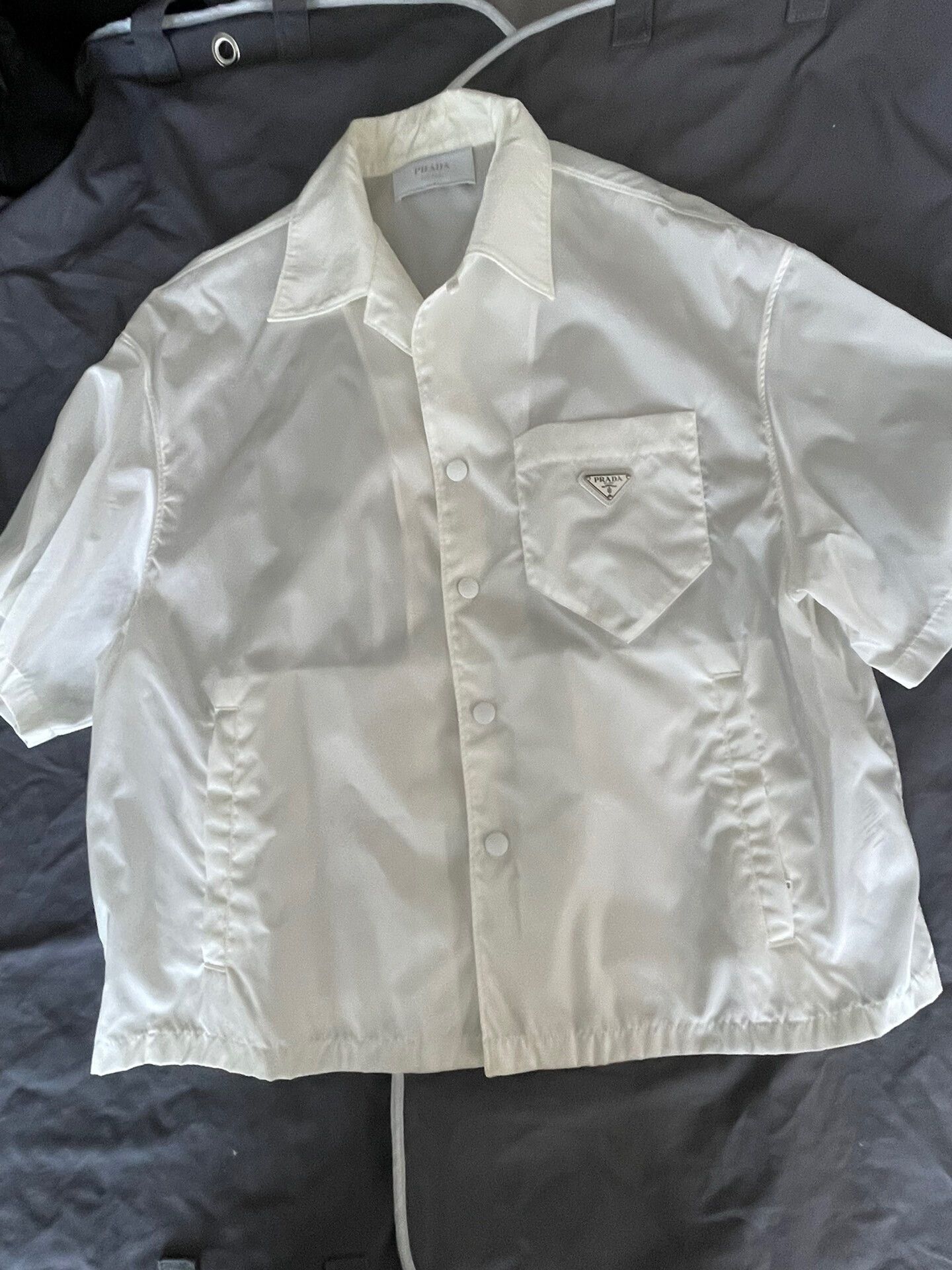 Prada prada recycled nylon shirt in white Size US L / EU 52-54 / 3 - 1 Thumbnail
