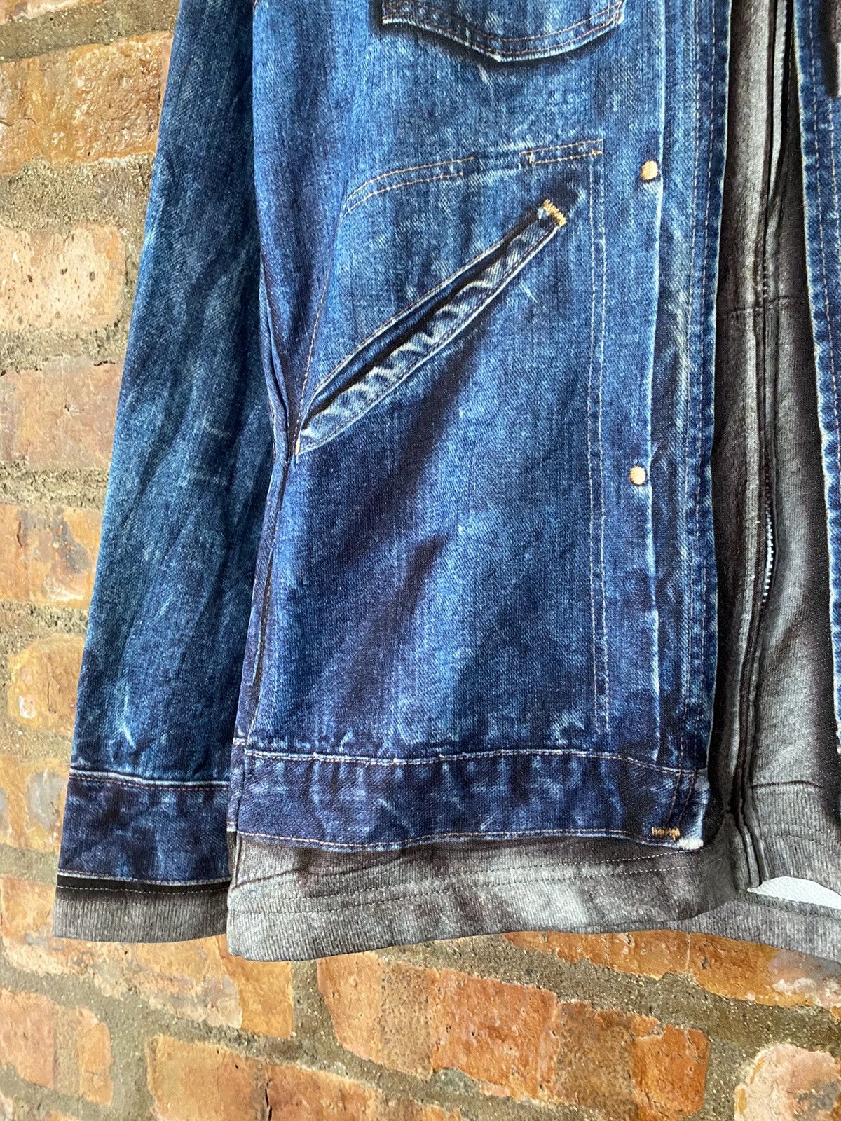TALKING ABOUT THE ABSTRACTION 🔥TATA iconic trompe l'oeil denim zipper hoodie Size US M / EU 48-50 / 2 - 9 Thumbnail