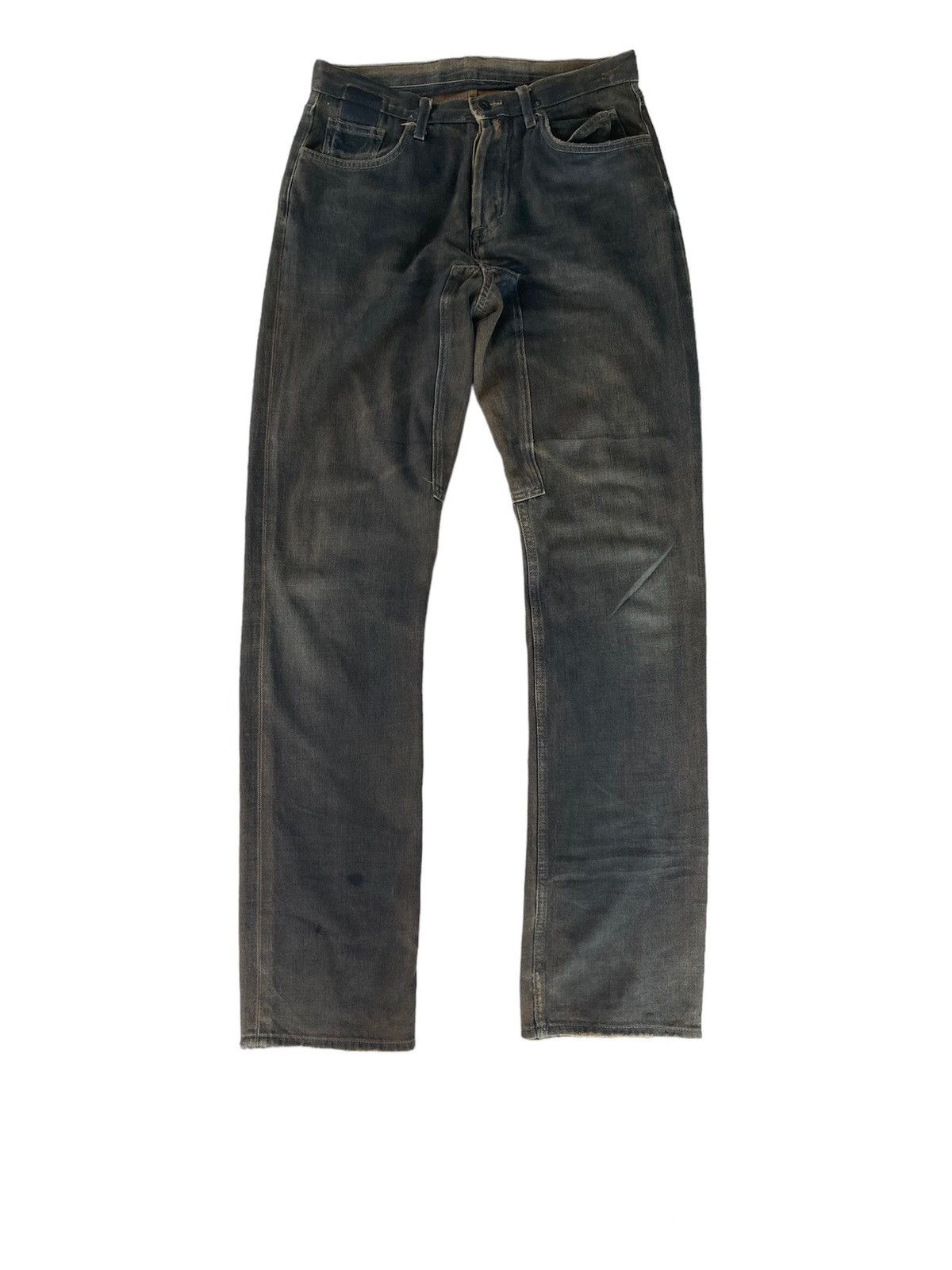 Rick Owens Rick Owens 'SLAB' MudBlack Waxed Denim | Grailed