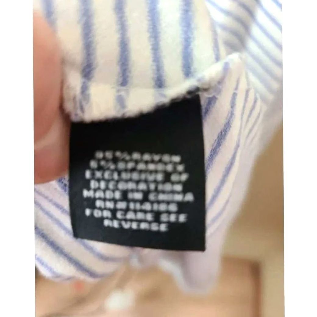 Vintage VINTAGE Verve Ami Boho Top Womens L Blue White Striped Short Sleeve Casual Eyelet Size L / US 10 / IT 46 - 3 Thumbnail